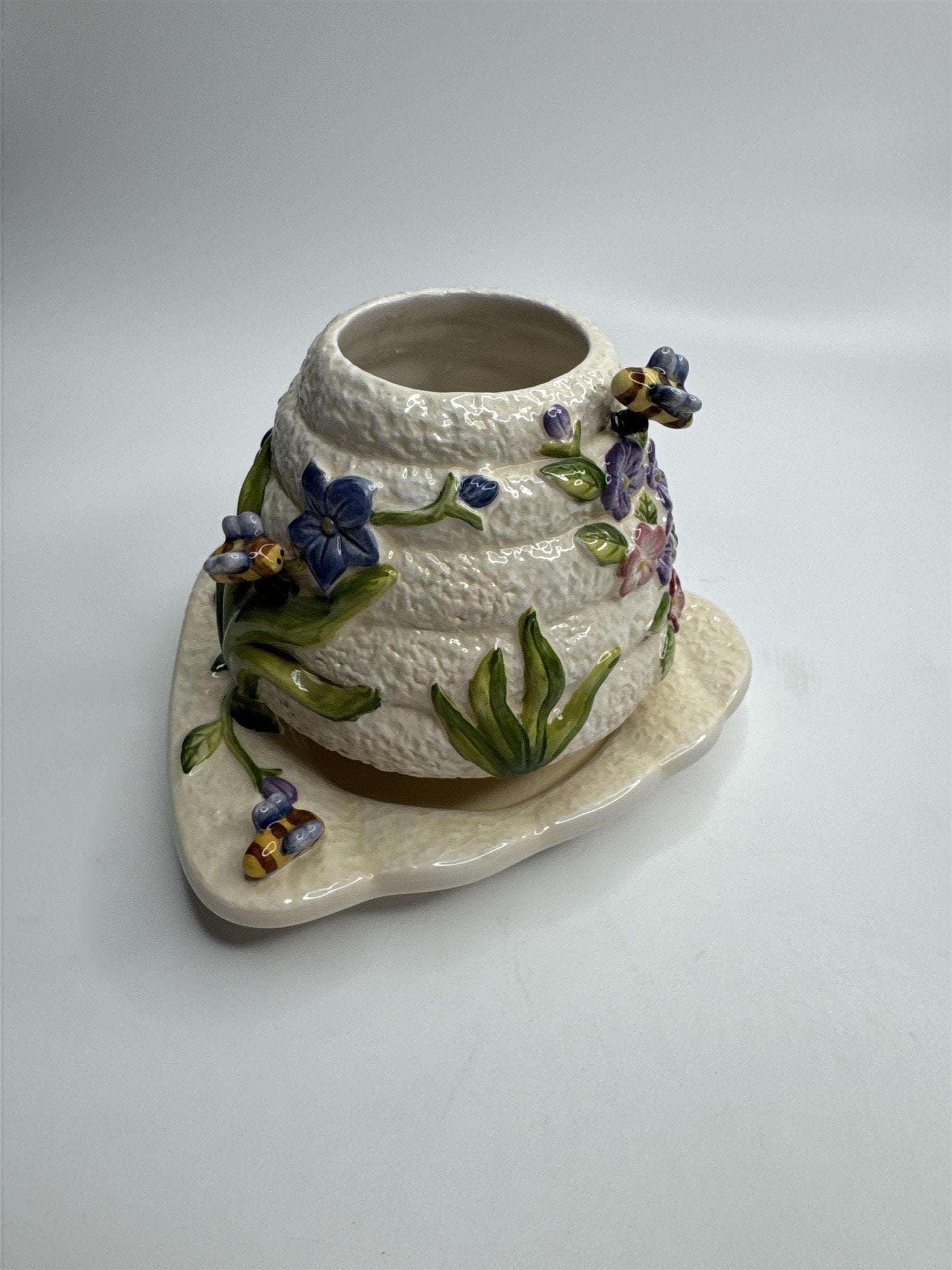 Vintage Home Interiors & Gifts Jar Candle Shade Topper & Dish Bumble Bees Honey