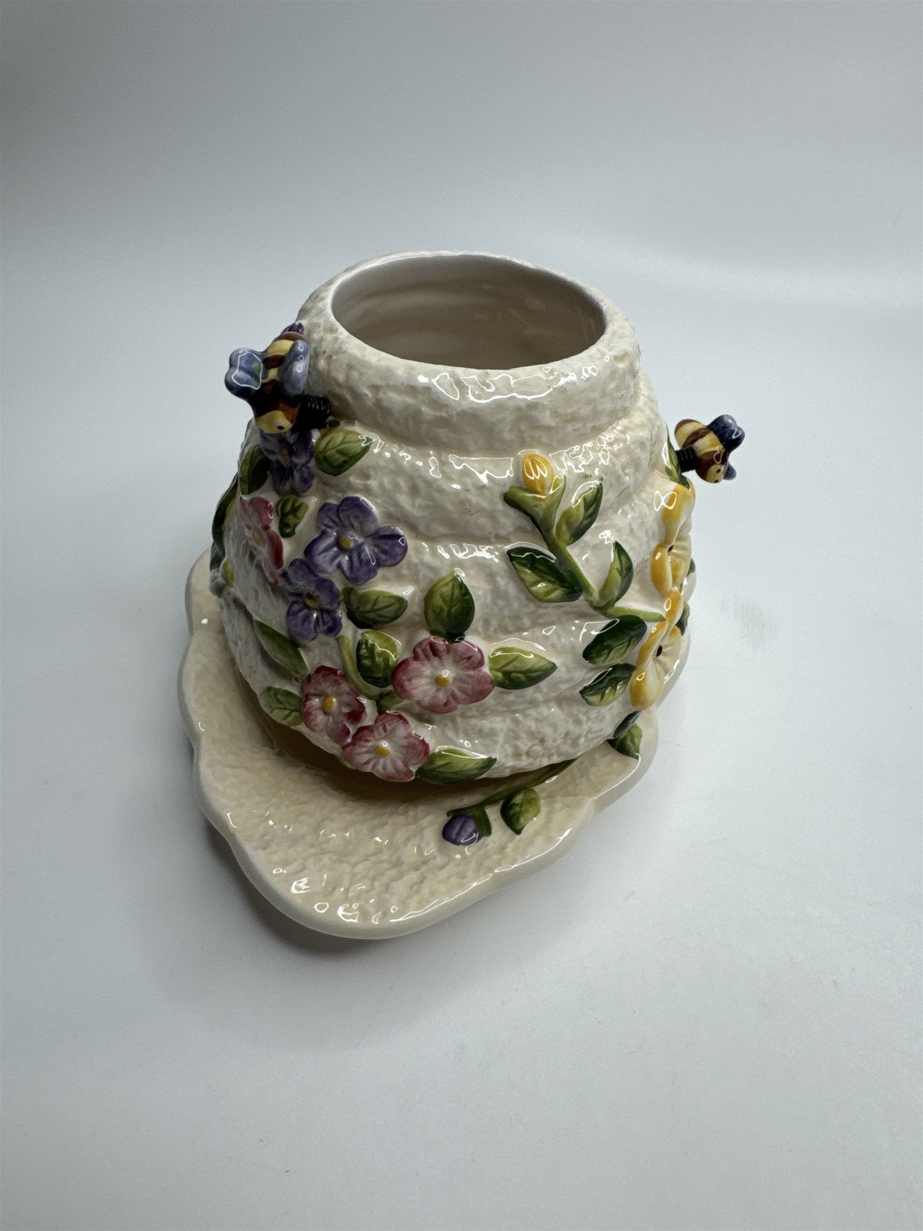 Vintage Home Interiors & Gifts Jar Candle Shade Topper & Dish Bumble Bees Honey