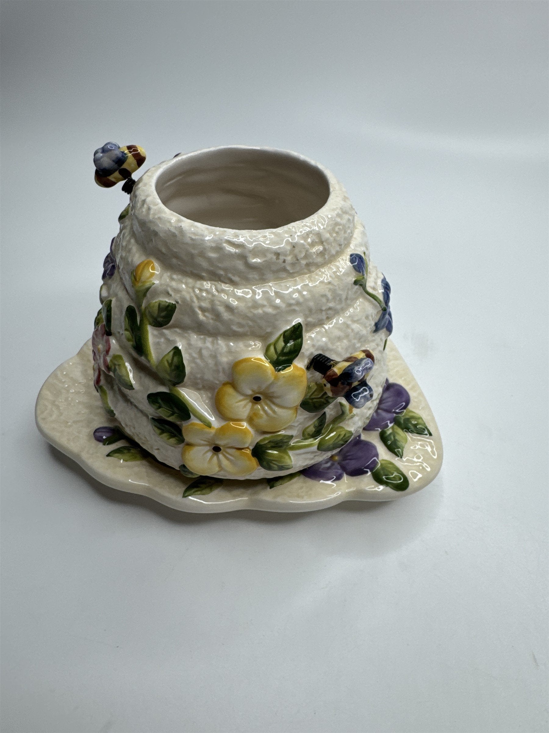 Vintage Home Interiors & Gifts Jar Candle Shade Topper & Dish Bumble Bees Honey