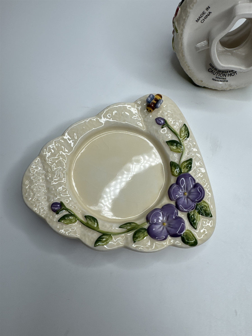 Vintage Home Interiors & Gifts Jar Candle Shade Topper & Dish Bumble Bees Honey