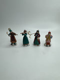Set of 4 Musical Instrument Playing Christmas Carolers Ornaments Ceramic Taiwan