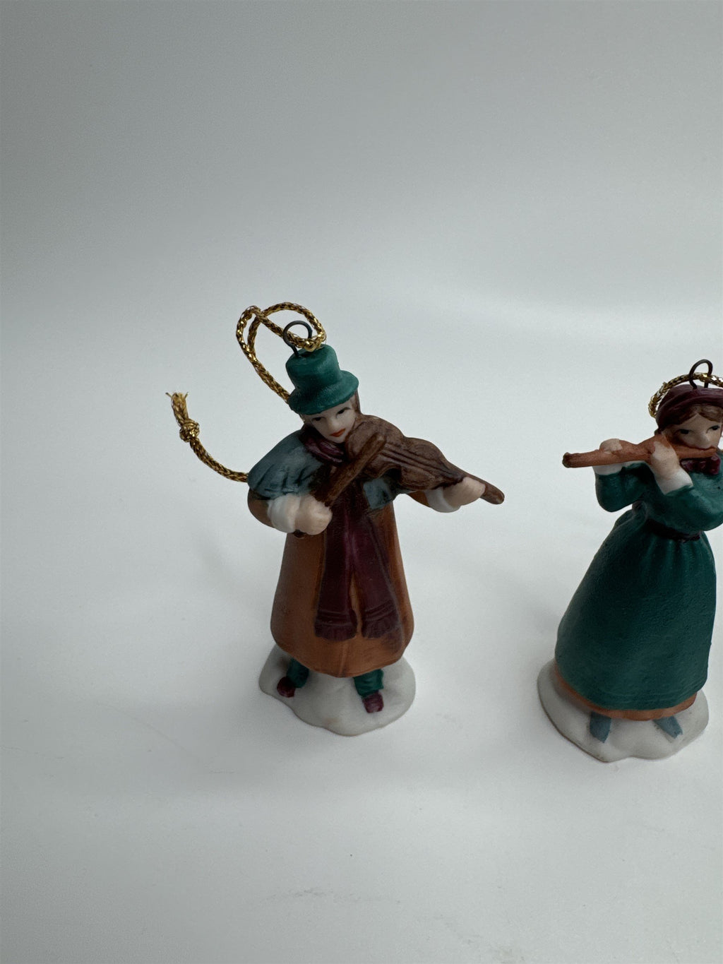 Set of 4 Musical Instrument Playing Christmas Carolers Ornaments Ceramic Taiwan