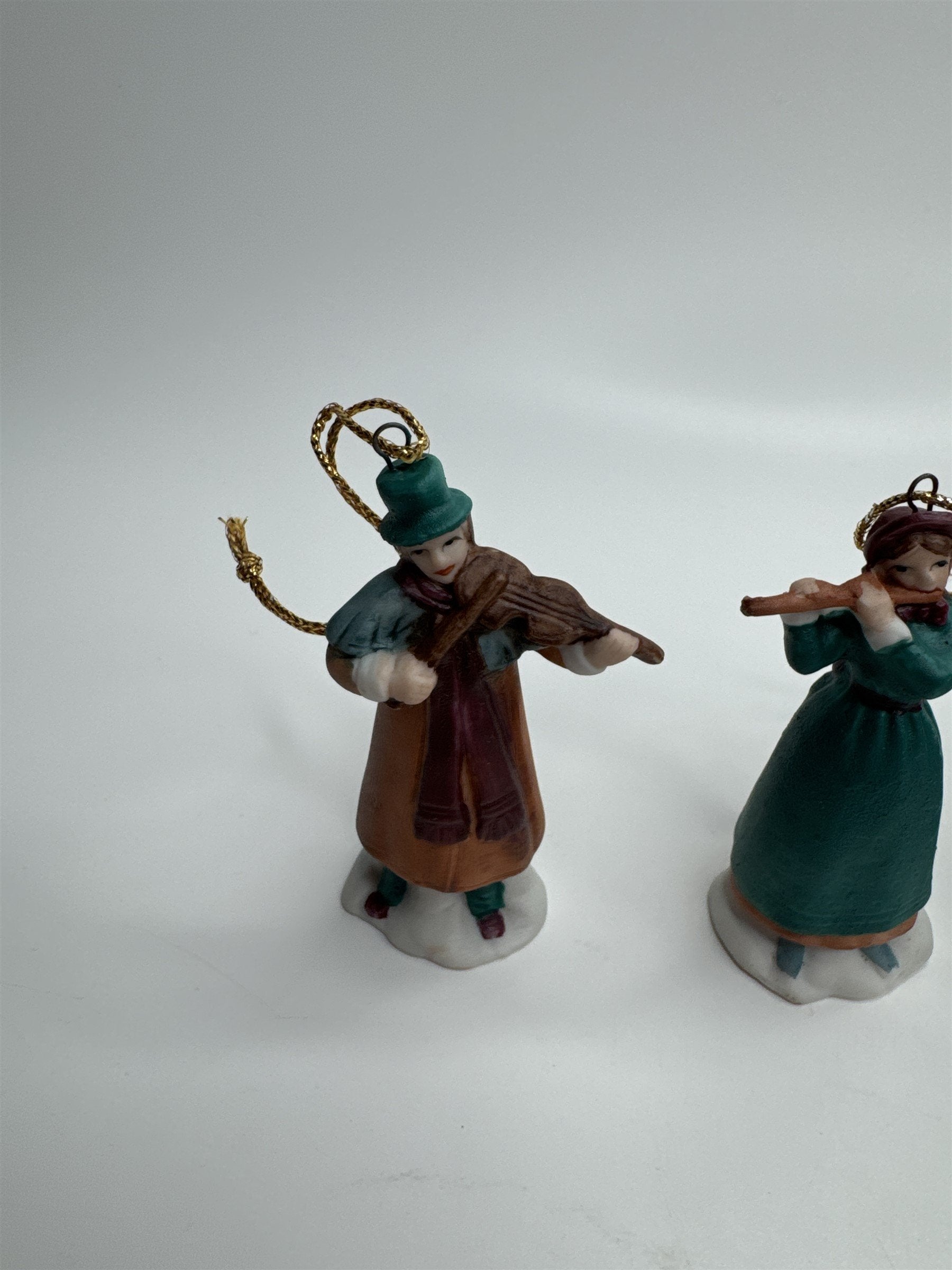 Set of 4 Musical Instrument Playing Christmas Carolers Ornaments Ceramic Taiwan