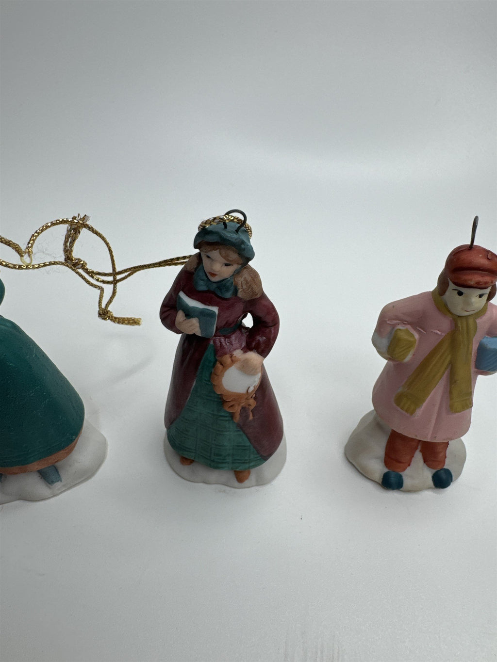 Set of 4 Musical Instrument Playing Christmas Carolers Ornaments Ceramic Taiwan