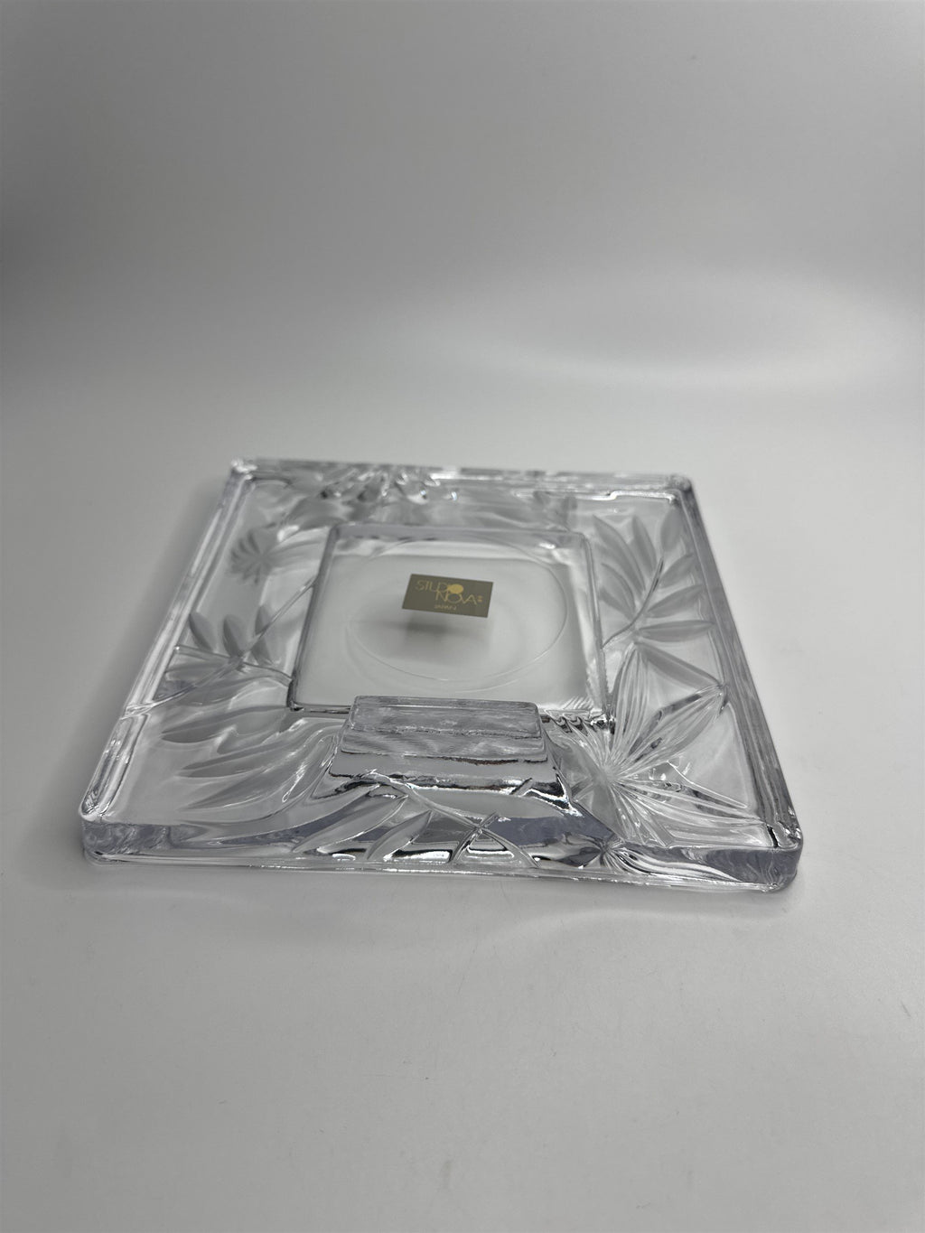 Studio Nova Japan Etched 8" Crystal Frame /w Ferns and 4" Square Center Inlay