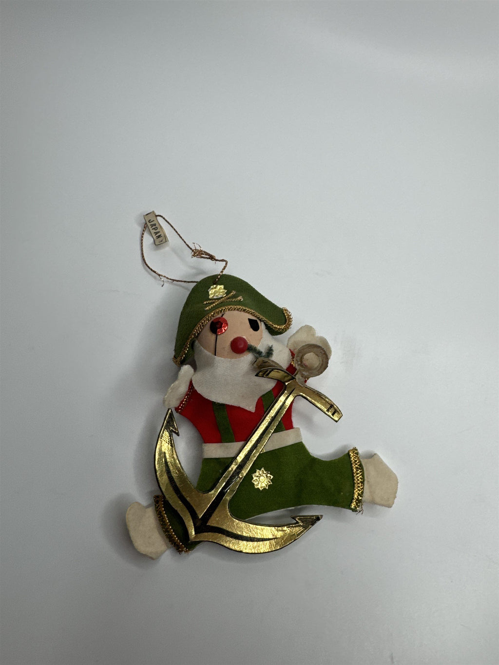 Vintage Holiday Christmas Pirate Anchor Paper Felt Unique Retro Ornament JAPAN
