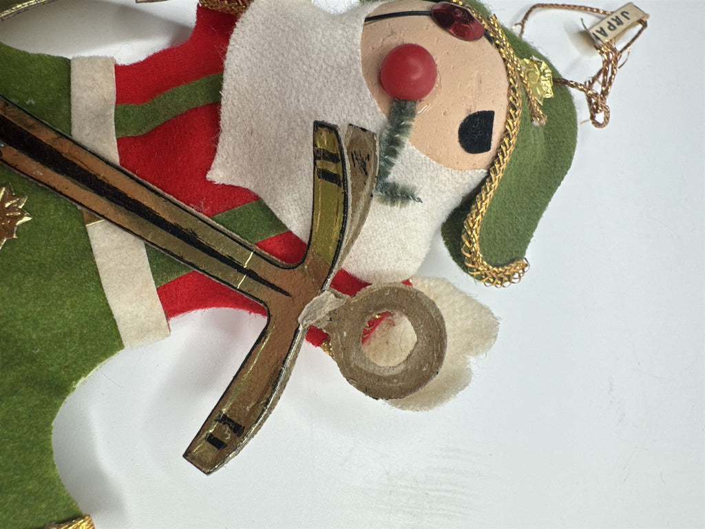 Vintage Holiday Christmas Pirate Anchor Paper Felt Unique Retro Ornament JAPAN