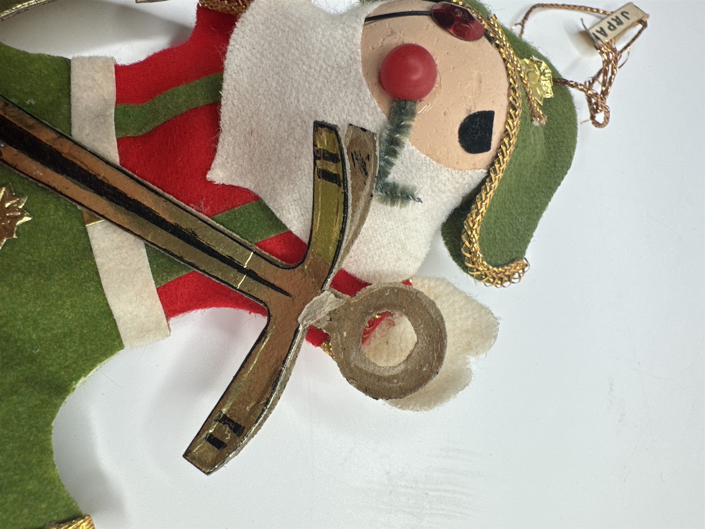 Vintage Holiday Christmas Pirate Anchor Paper Felt Unique Retro Ornament JAPAN