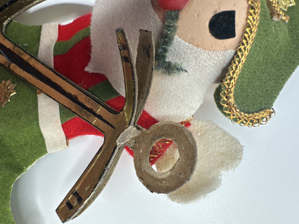 Vintage Holiday Christmas Pirate Anchor Paper Felt Unique Retro Ornament JAPAN