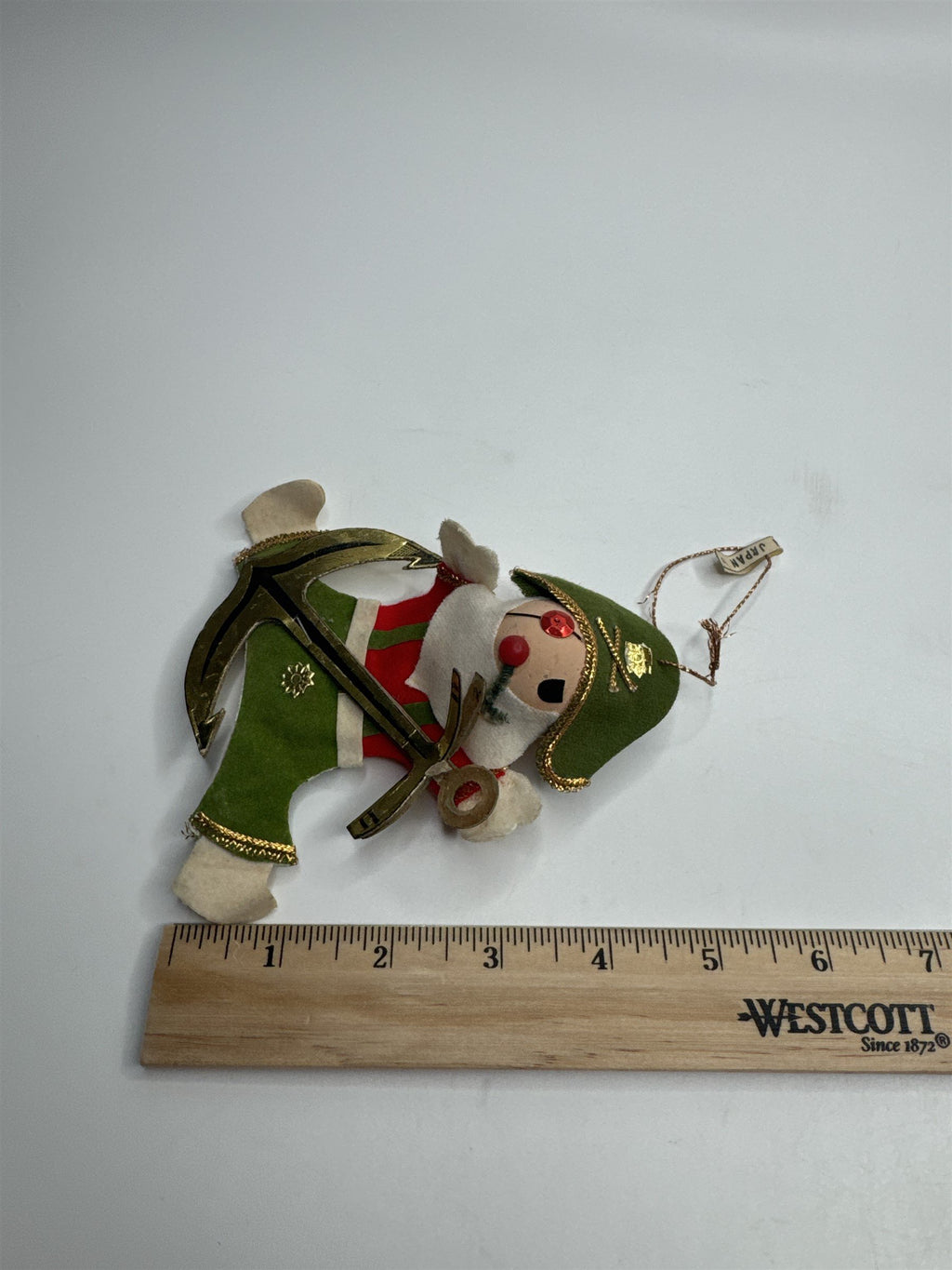 Vintage Holiday Christmas Pirate Anchor Paper Felt Unique Retro Ornament JAPAN
