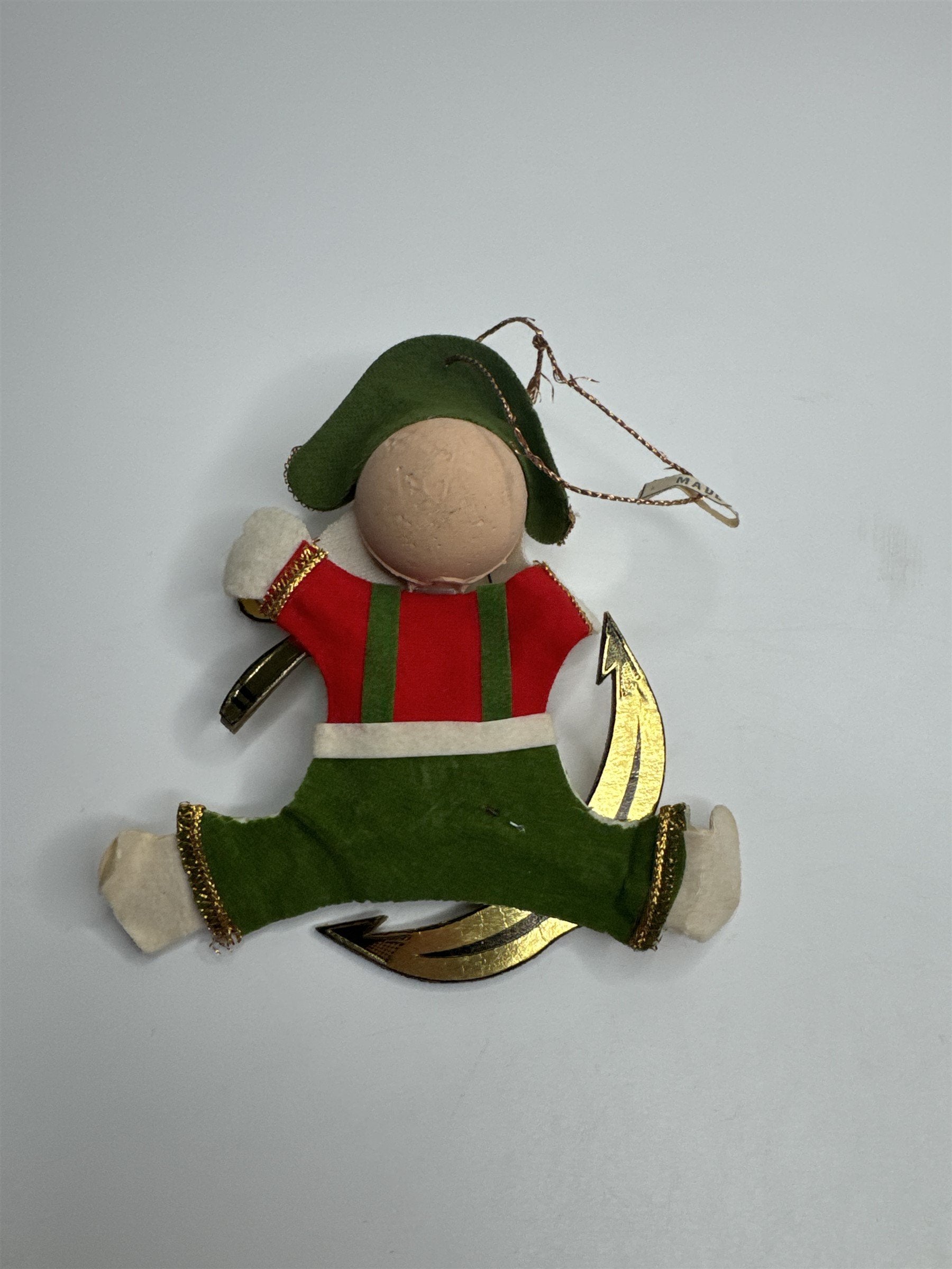 Vintage Holiday Christmas Pirate Anchor Paper Felt Unique Retro Ornament JAPAN