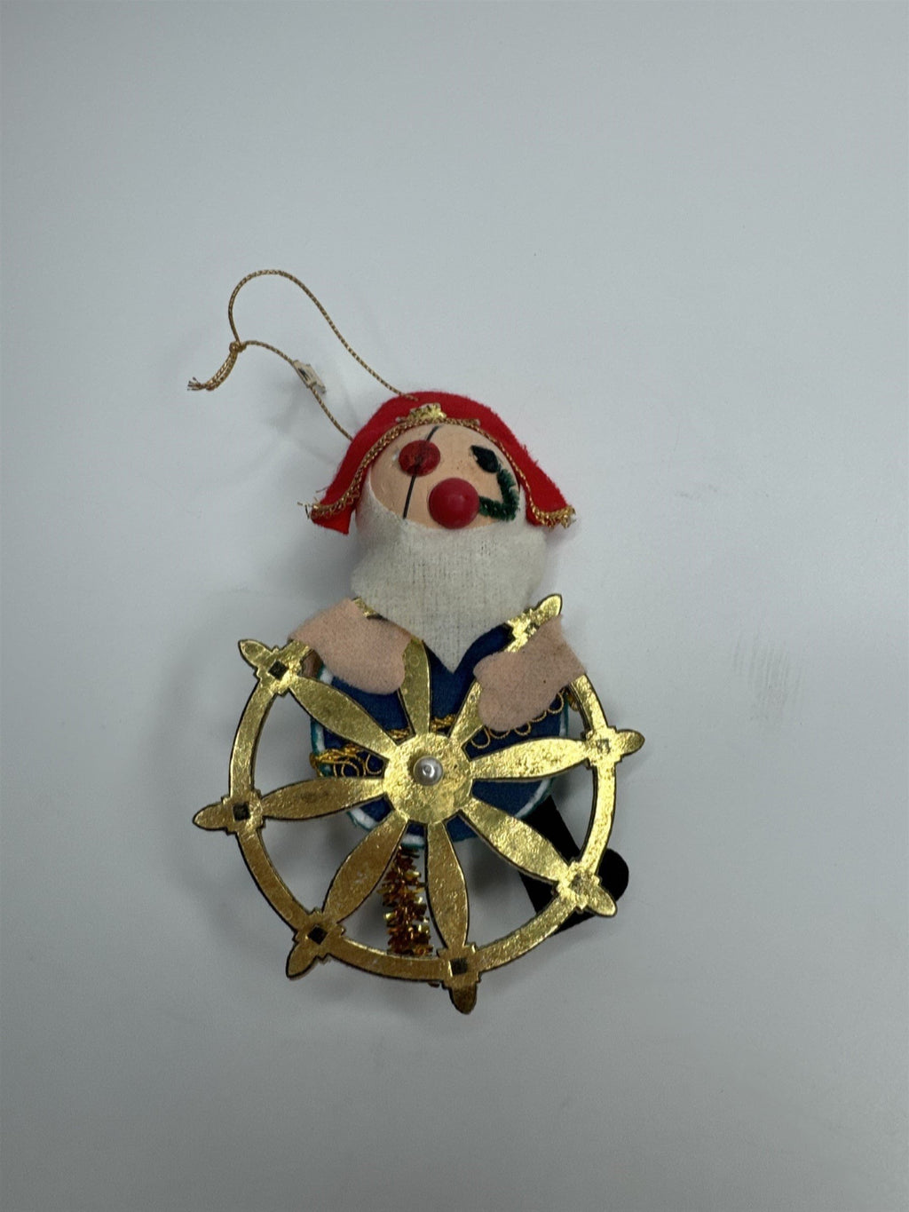 Vintage Holiday Christmas Pirate Wheel Paper Felt Unique Retro Ornament JAPAN
