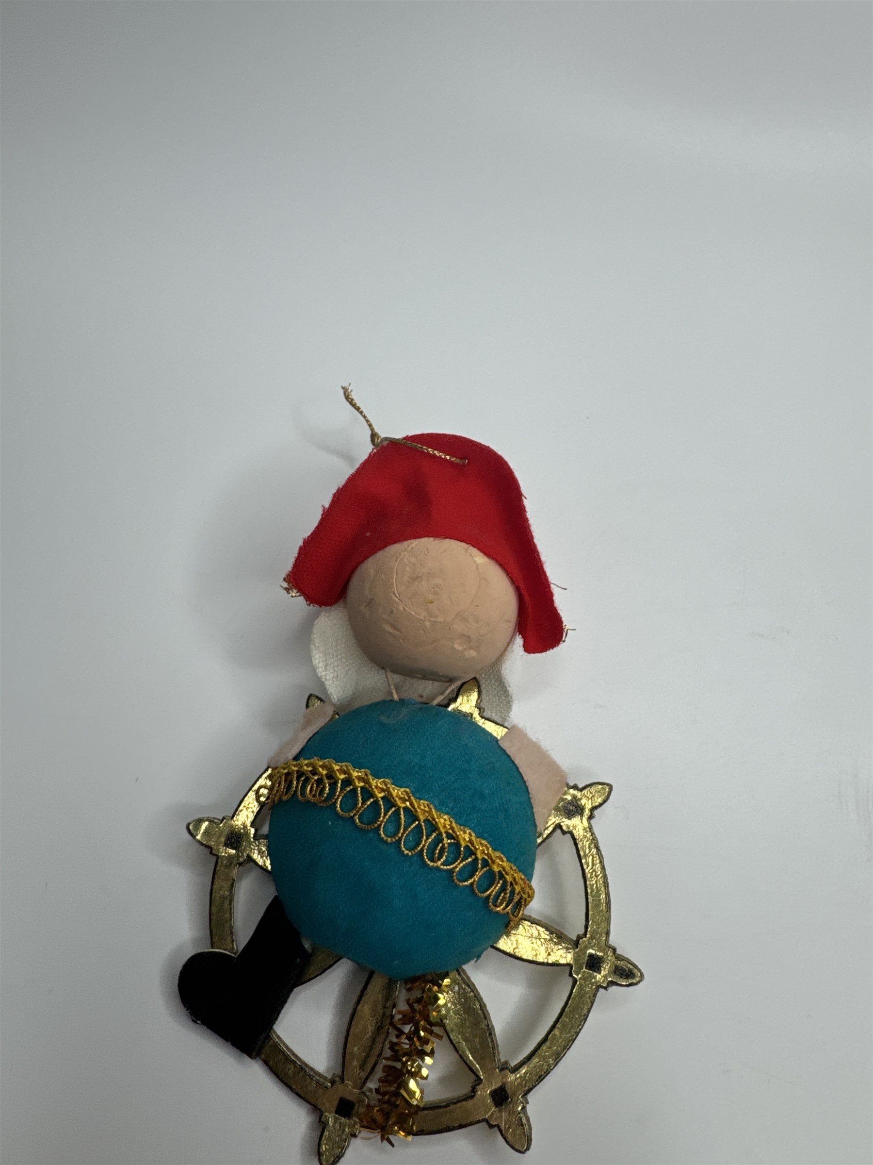 Vintage Holiday Christmas Pirate Wheel Paper Felt Unique Retro Ornament JAPAN