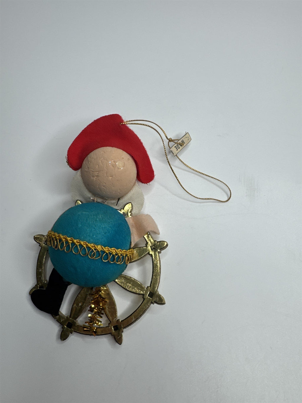 Vintage Holiday Christmas Pirate Wheel Paper Felt Unique Retro Ornament JAPAN **
