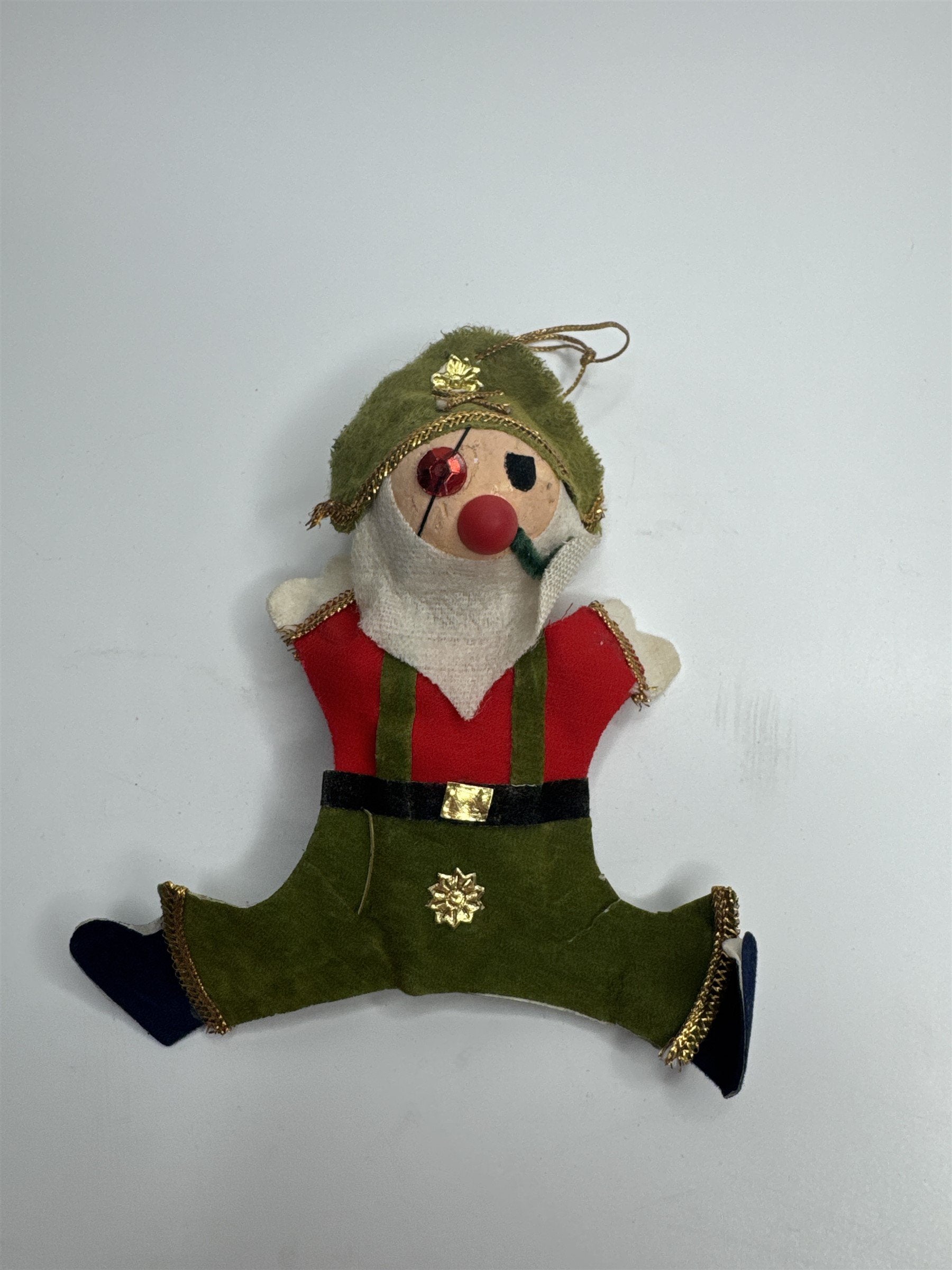 Vintage Holiday Christmas Pirate Paper Felt Unique Retro Ornament JAPAN