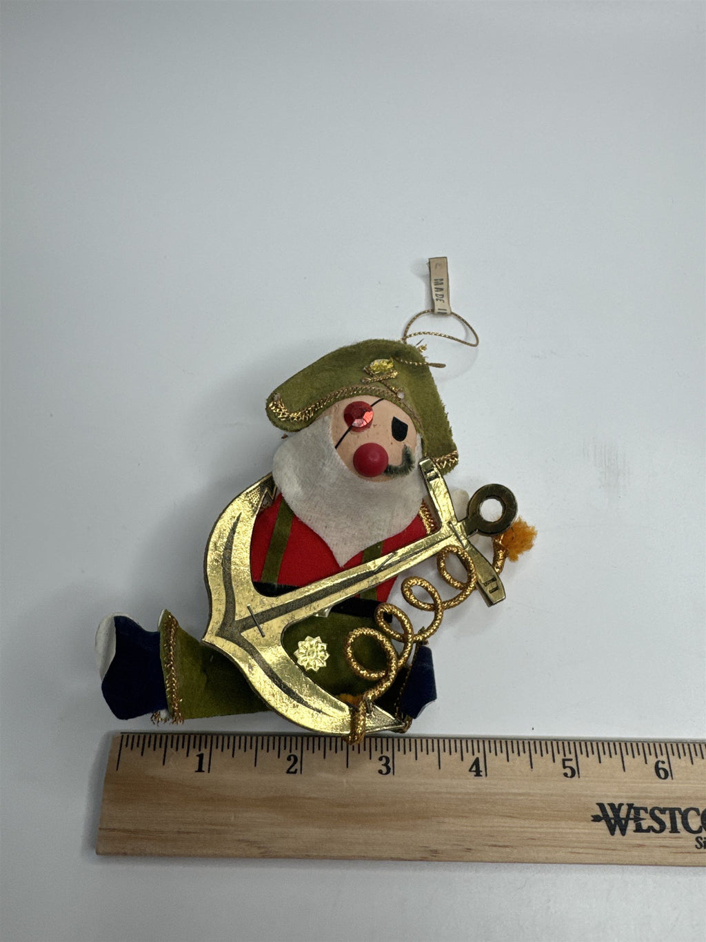 Vintage Holiday Christmas Pirate Anchor Paper Felt Unique Retro Ornament JAPAN