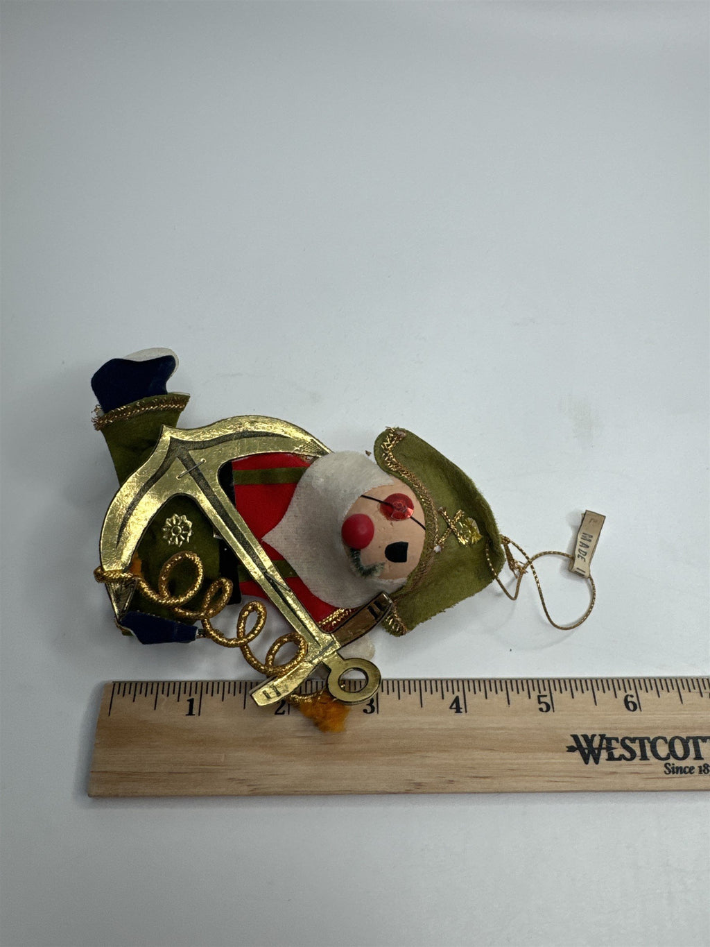 Vintage Holiday Christmas Pirate Anchor Paper Felt Unique Retro Ornament JAPAN