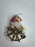 Vintage Holiday Christmas Pirate Wheel Paper Felt Unique Retro Ornament JAPAN **