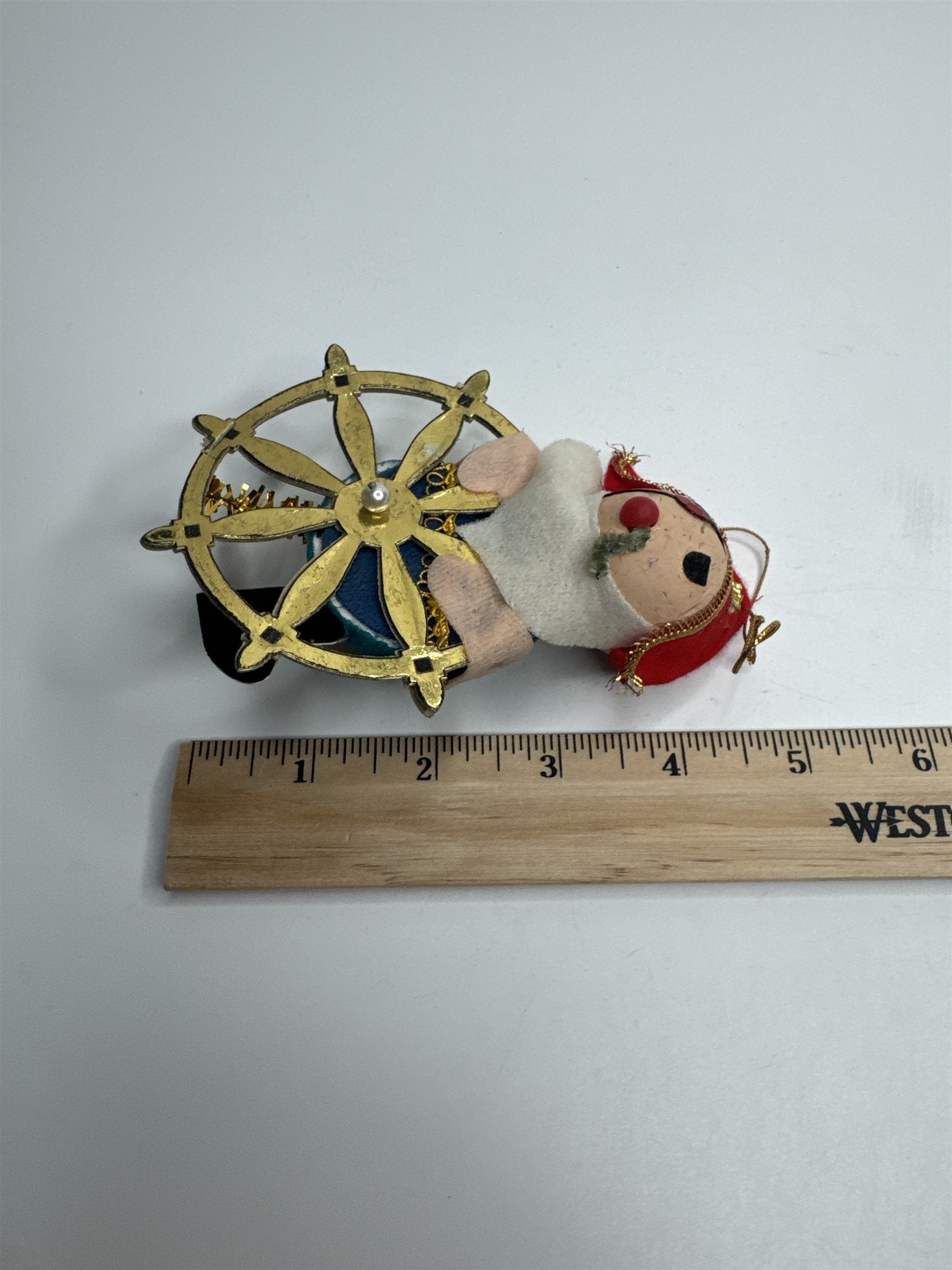 Vintage Holiday Christmas Pirate Wheel Paper Felt Unique Retro Ornament JAPAN **