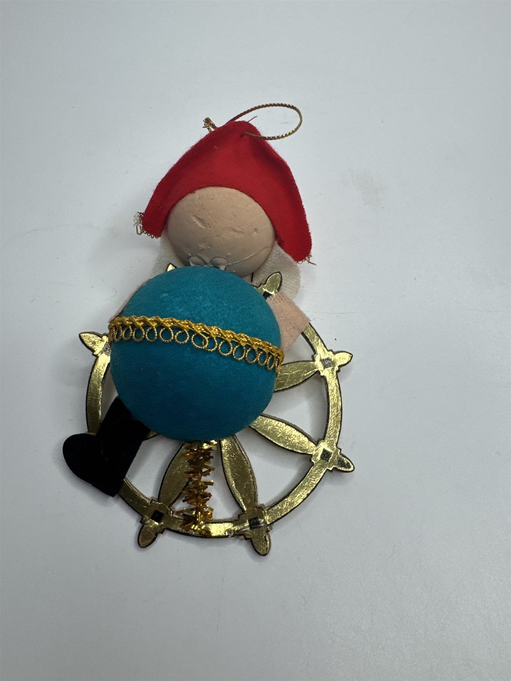 Vintage Holiday Christmas Pirate Wheel Paper Felt Unique Retro Ornament JAPAN **
