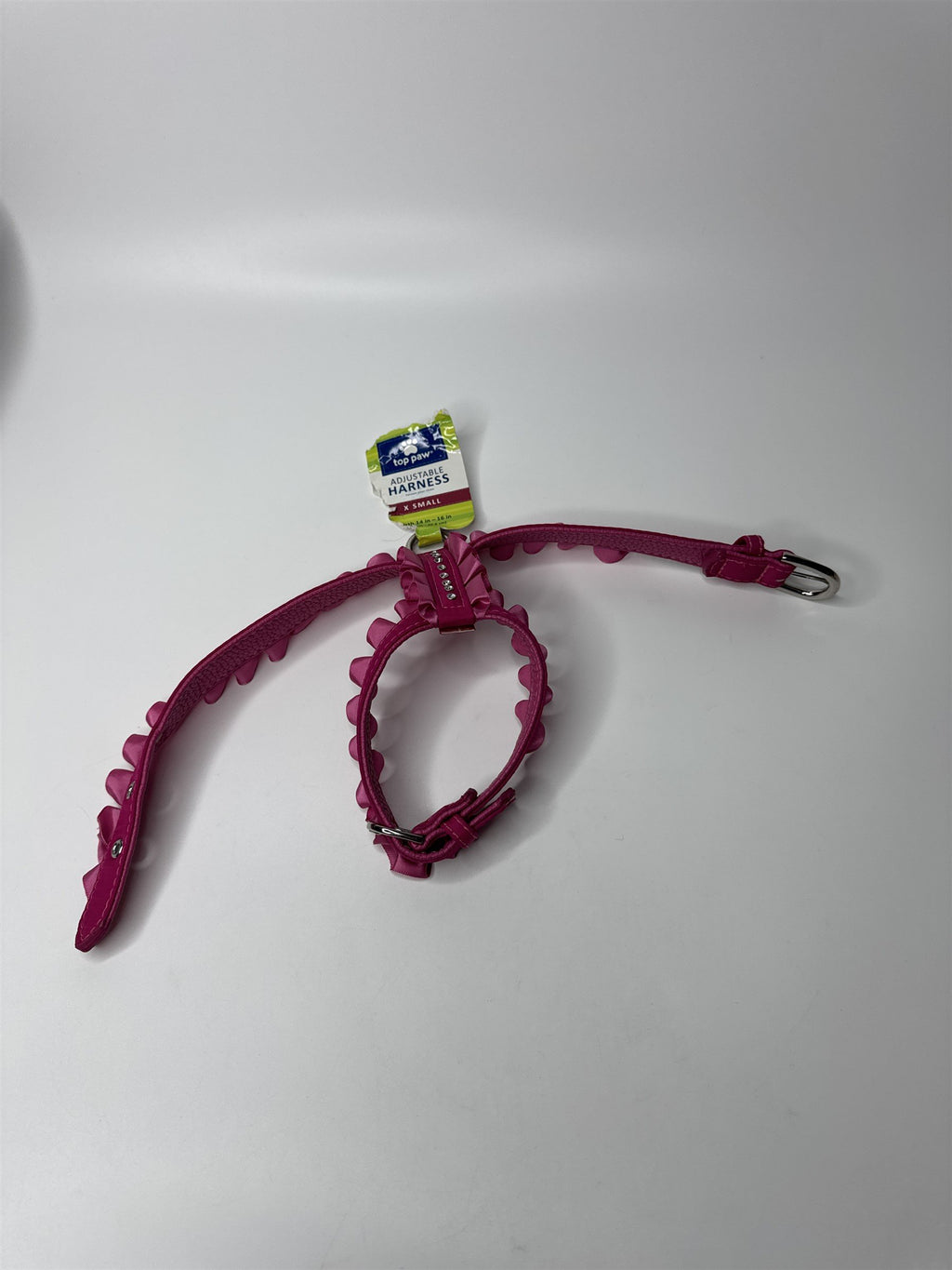 Top Paw Adjustable Dog Harness X-Small Hit Pink /w Frills (Dog Chewed Tag)