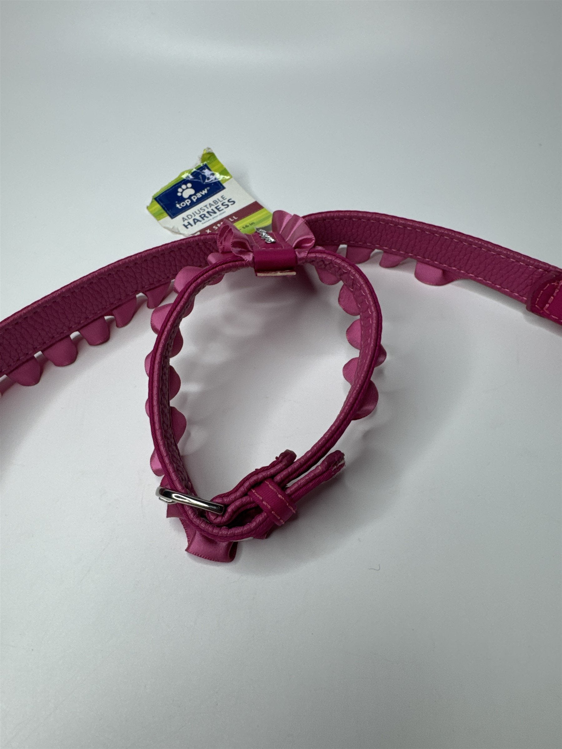 Top Paw Adjustable Dog Harness X-Small Hit Pink /w Frills (Dog Chewed Tag)