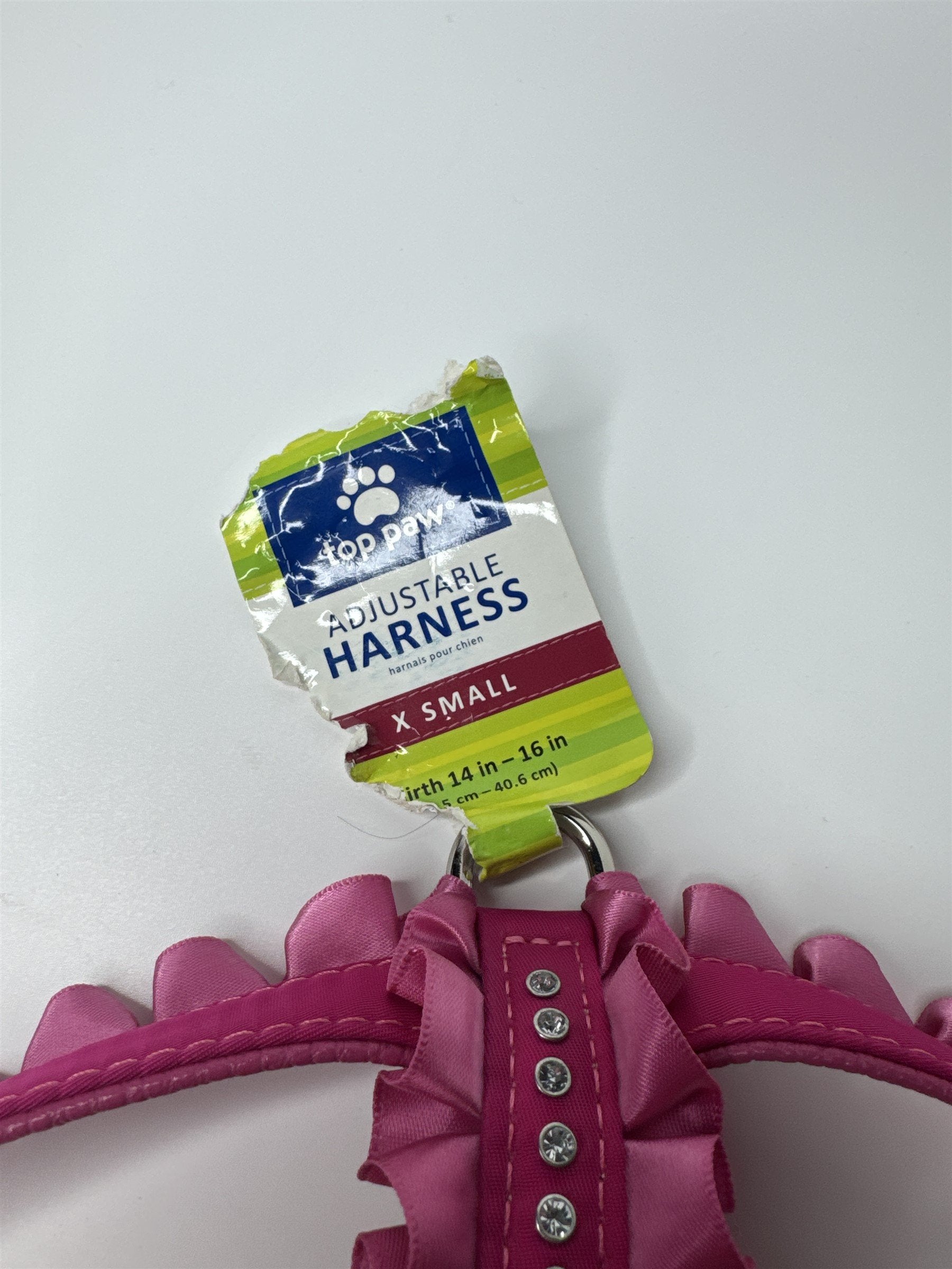 Top Paw Adjustable Dog Harness X-Small Hit Pink /w Frills (Dog Chewed Tag)