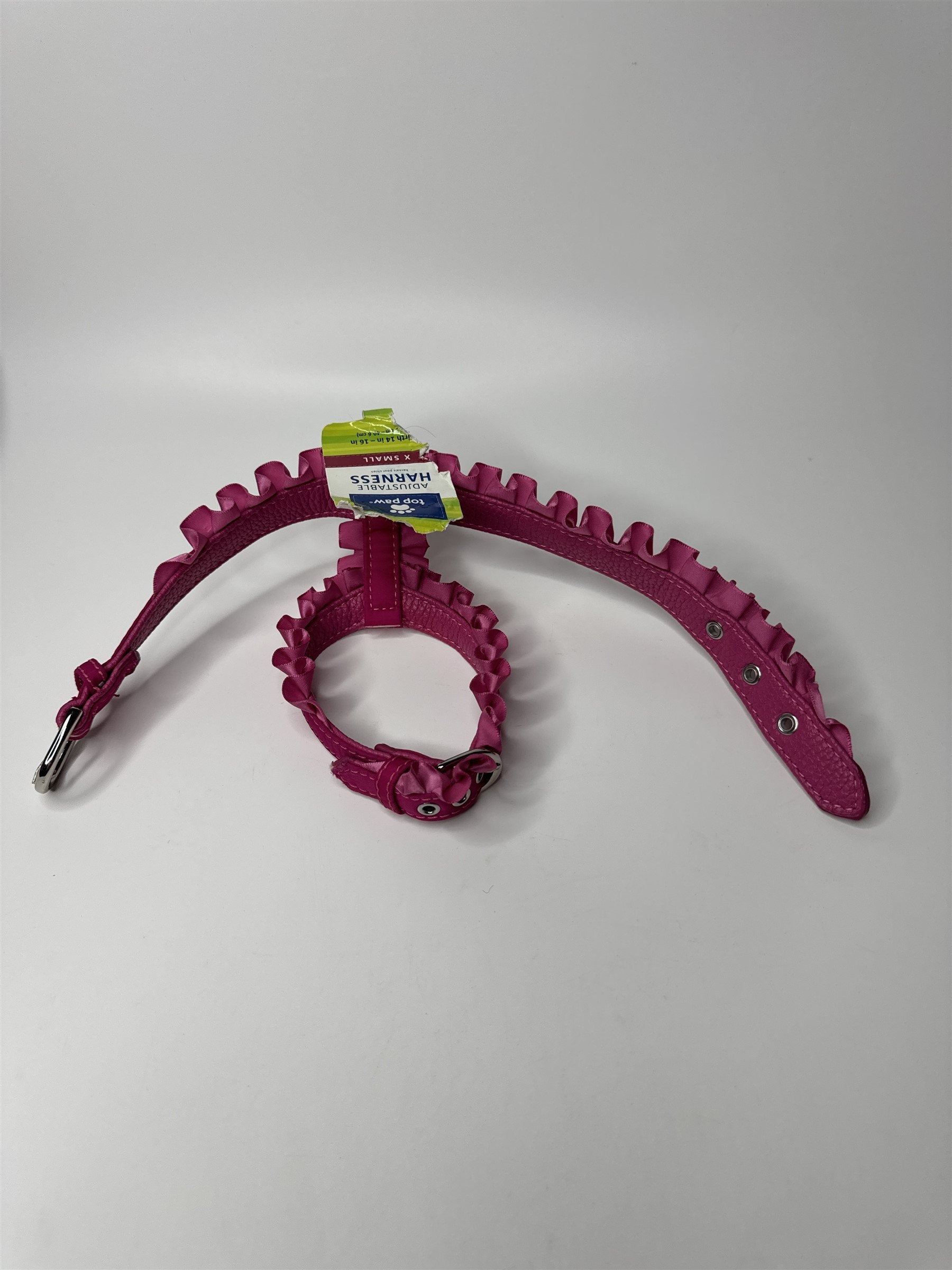 Top Paw Adjustable Dog Harness X-Small Hit Pink /w Frills (Dog Chewed Tag)