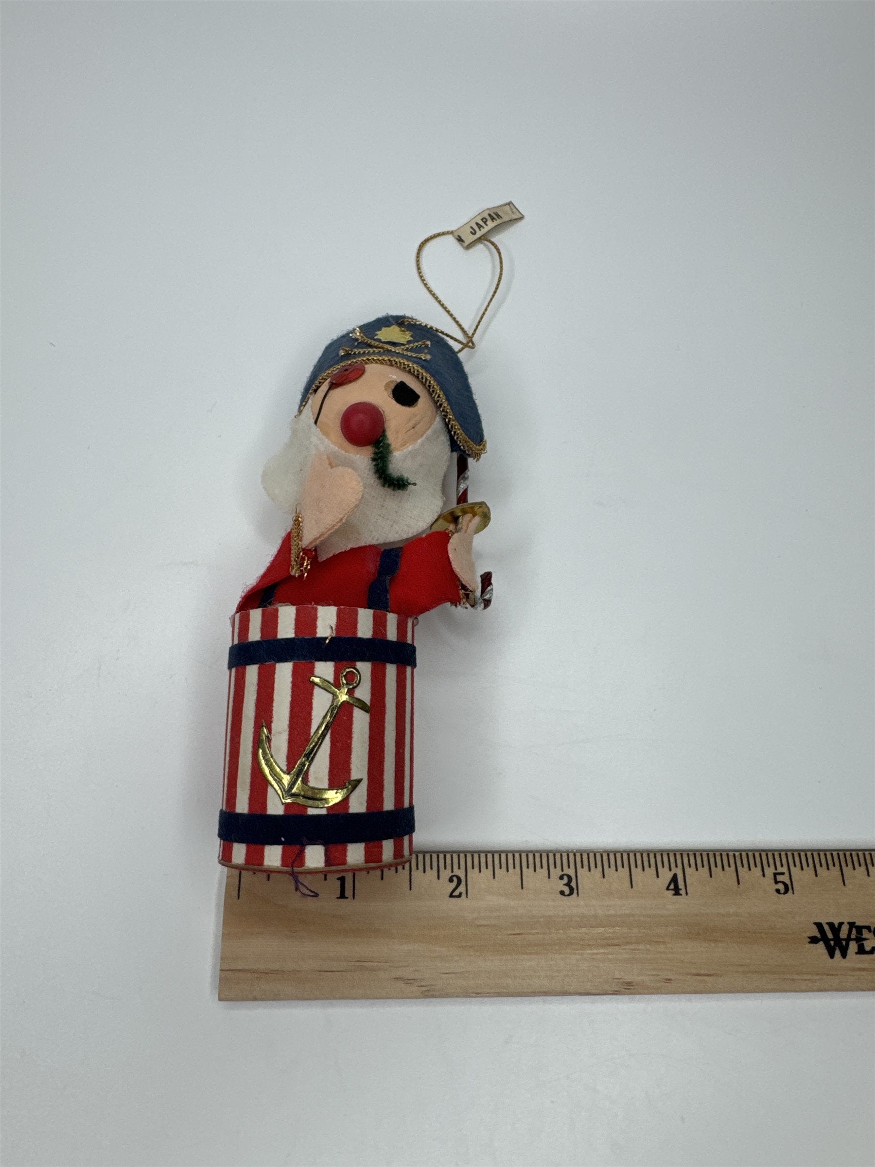 Vintage Holiday Christmas Pirate Paper Felt Unique Retro Ornament JAPAN American