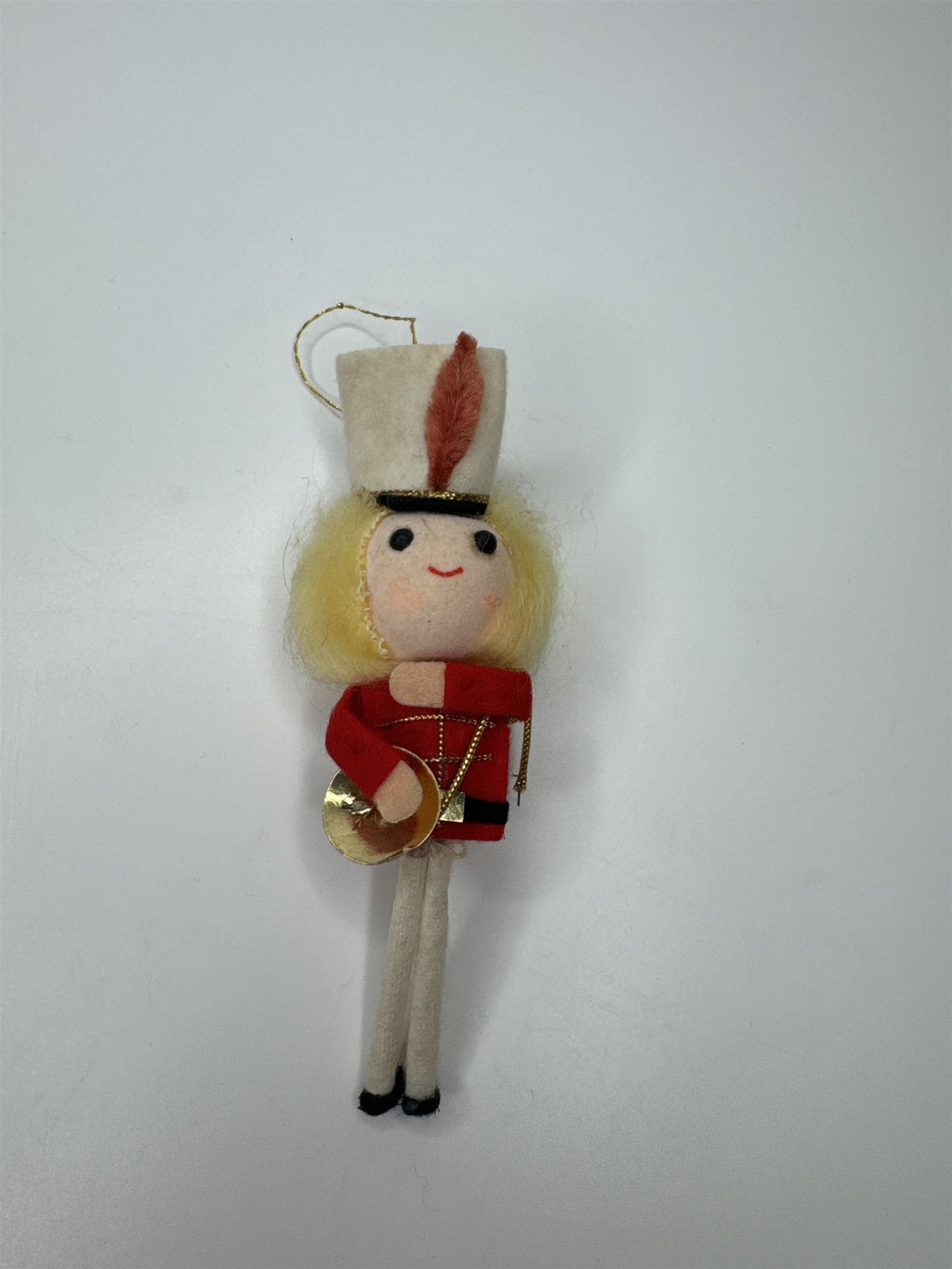 Vintage Holiday Christmas Paper Felt Unique Retro Ornament Drummer Player