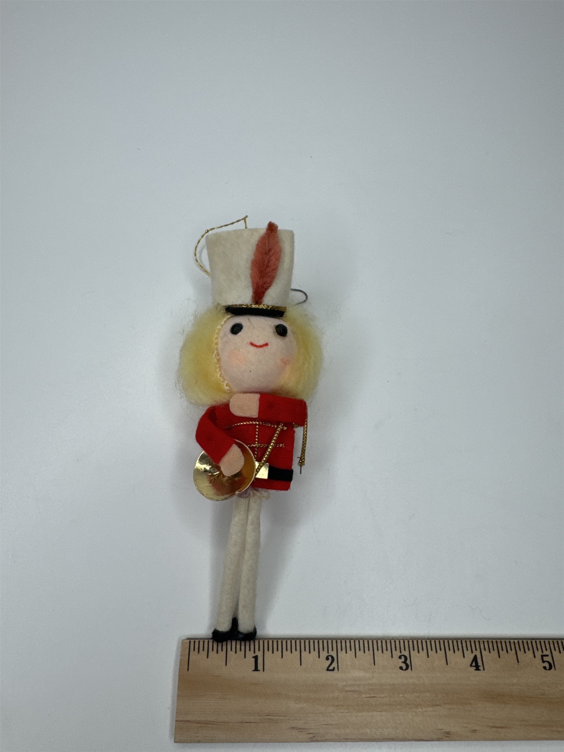 Vintage Holiday Christmas Paper Felt Unique Retro Ornament Drummer Player