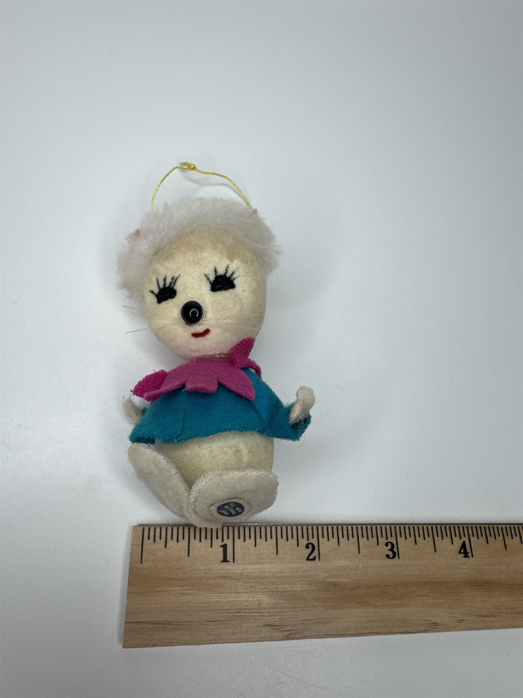 Vintage Holiday Christmas Paper Felt Unique Retro Ornament Mouse Clothing JAPAN