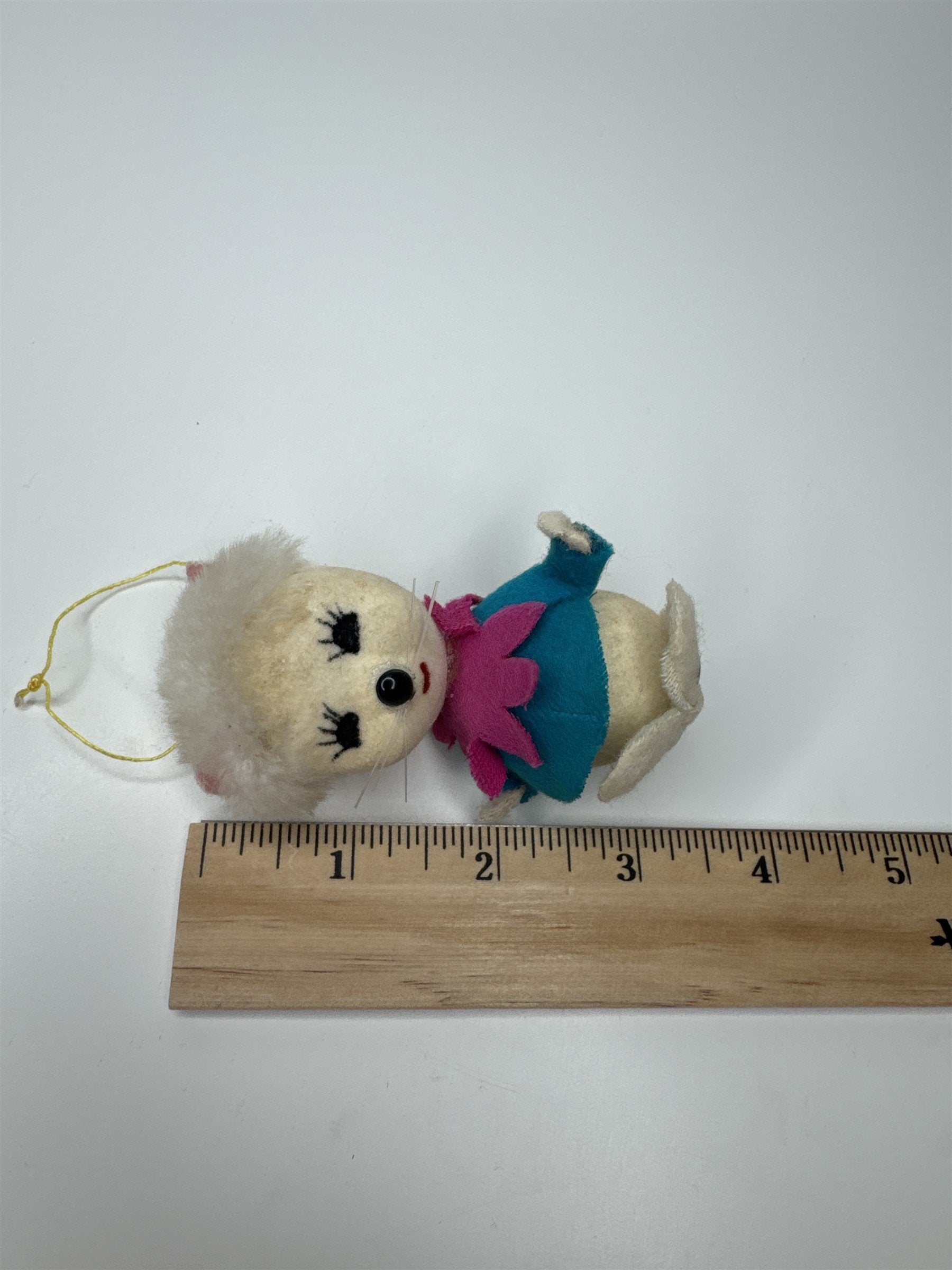 Vintage Holiday Christmas Paper Felt Unique Retro Ornament Mouse Clothing JAPAN