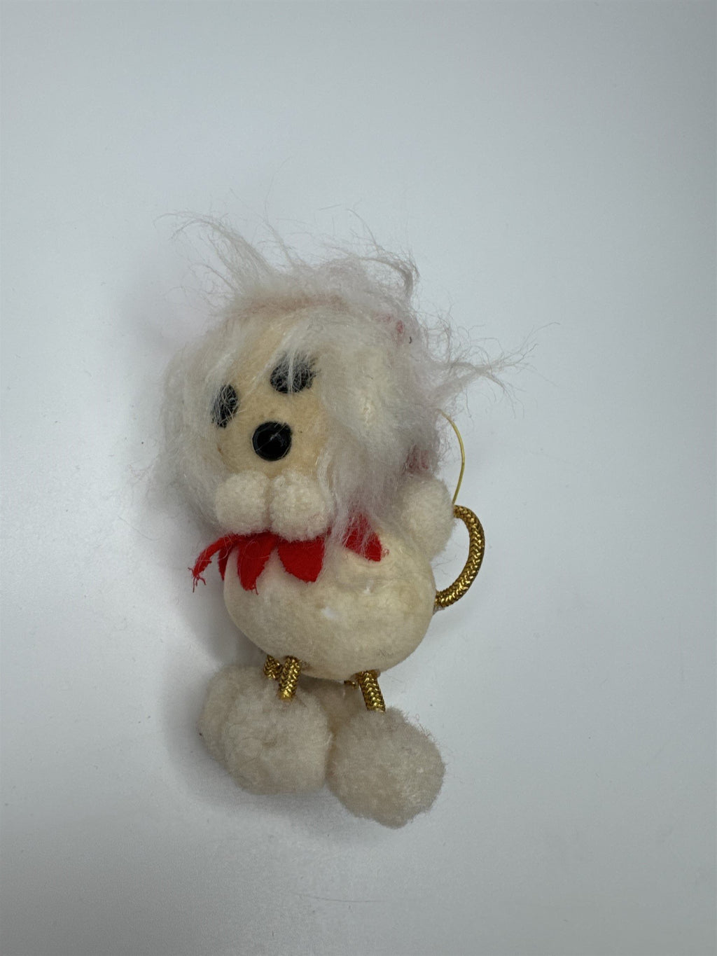 Vintage Holiday Christmas Paper Felt Unique Retro Ornament Fluffy Dog JAPAN