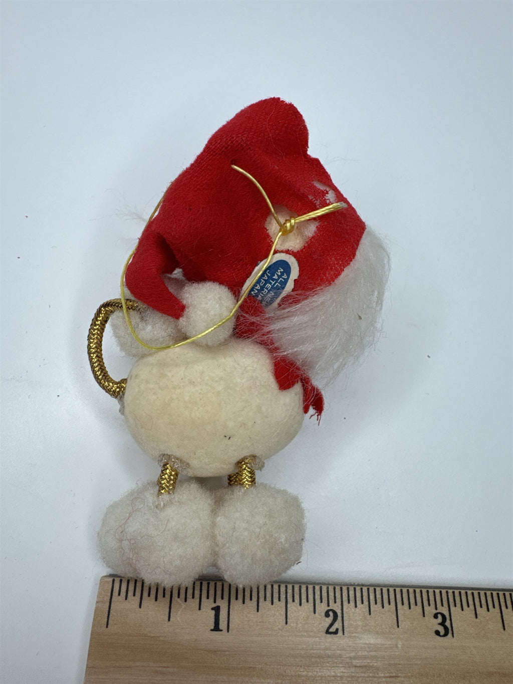 Vintage Holiday Christmas Paper Felt Unique Retro Ornament Fluffy Dog JAPAN