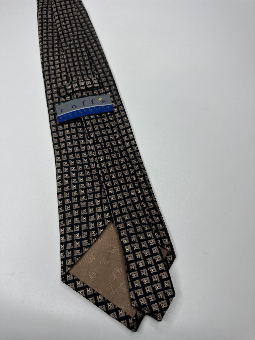 Mens Roffe Accessories 100% Silk Neck Tie Letter H Repeating Pattern Geometric