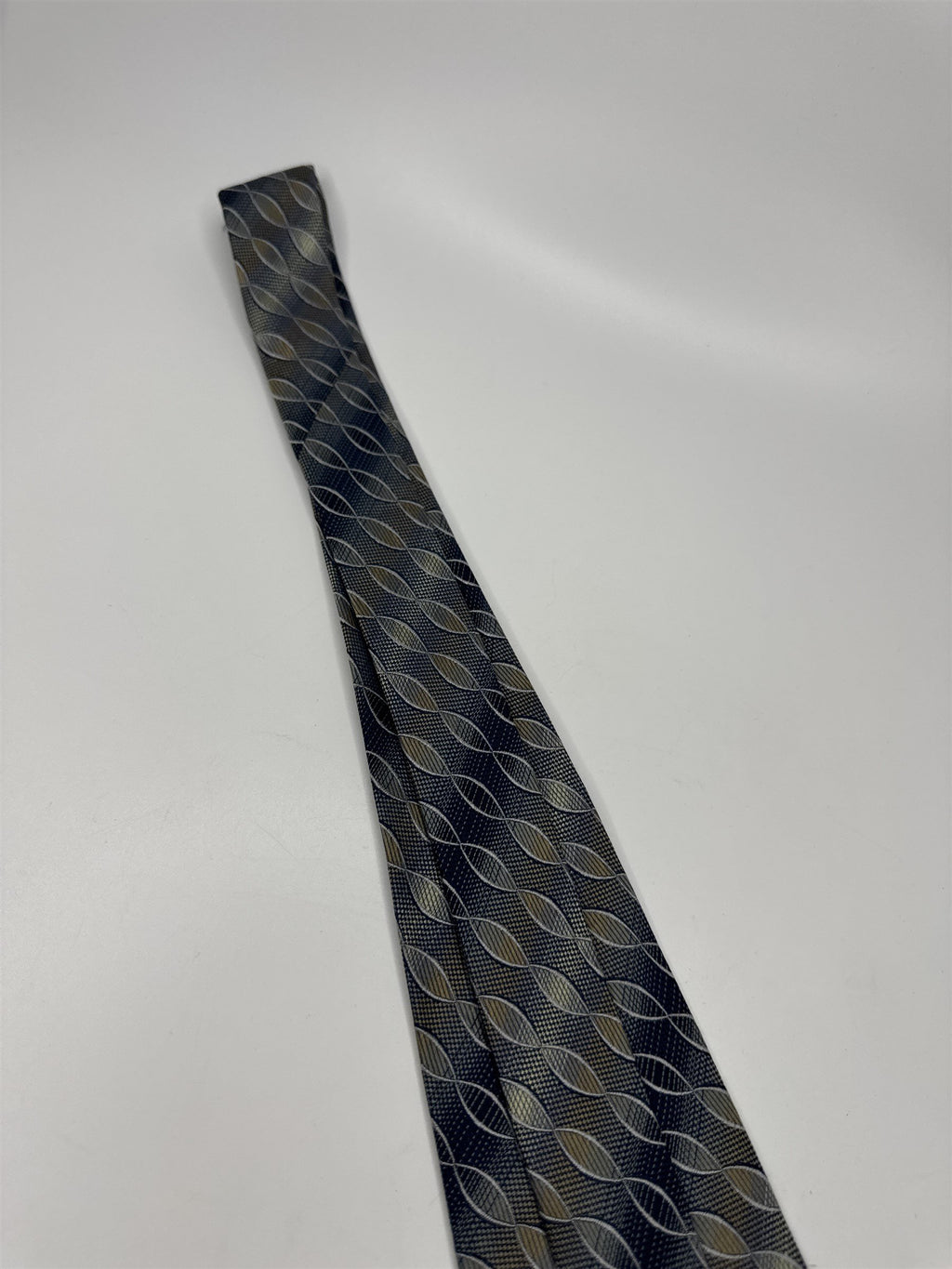 Mens Valerio Garati Pure Silk Mens Neck Tie Blue Beige DNA Strand Type Pattern