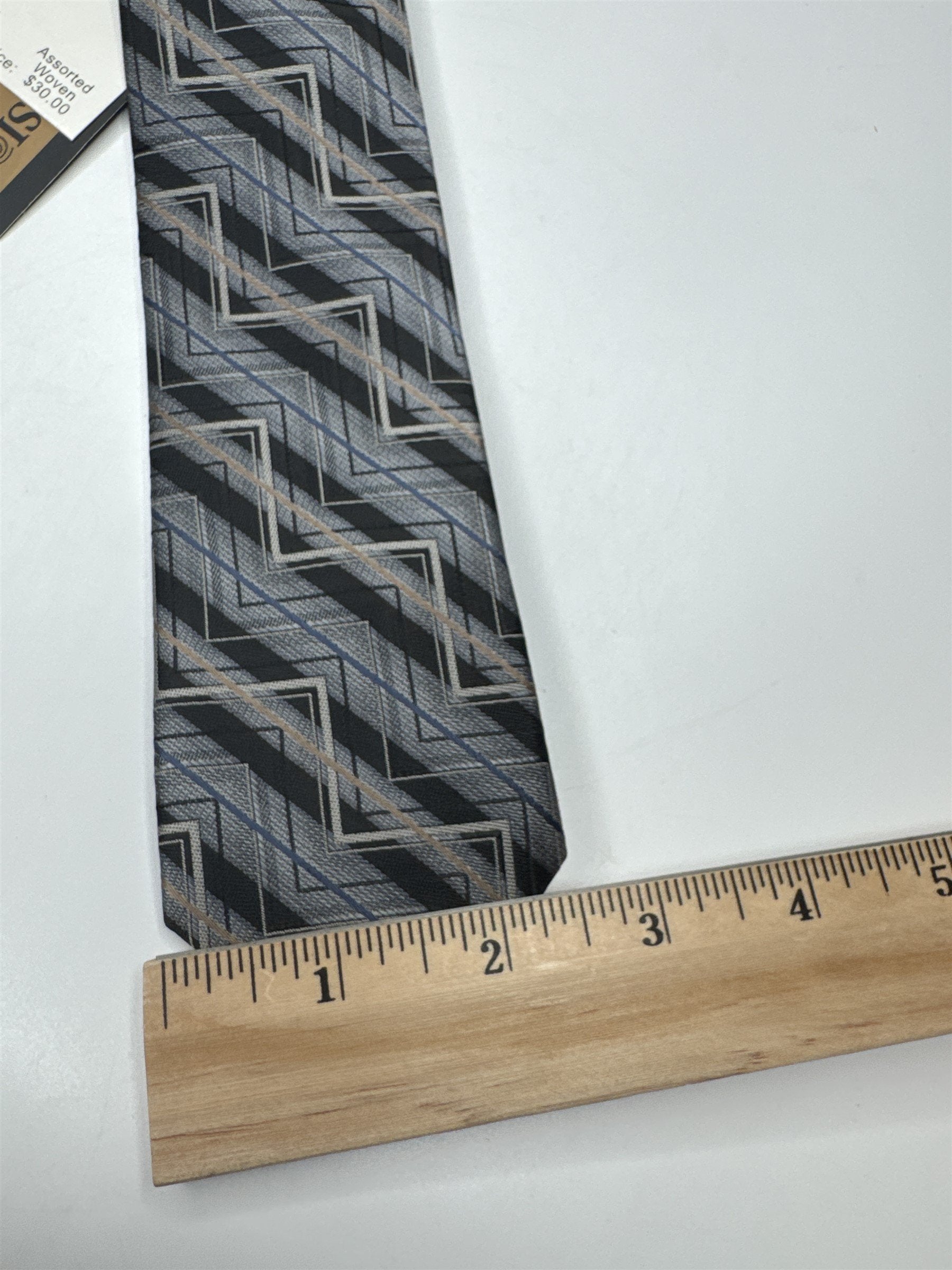 Mens F/X Fusion Stain Resistant 100% Polyester Gray/Tan/Blue Skinny Neck Tie