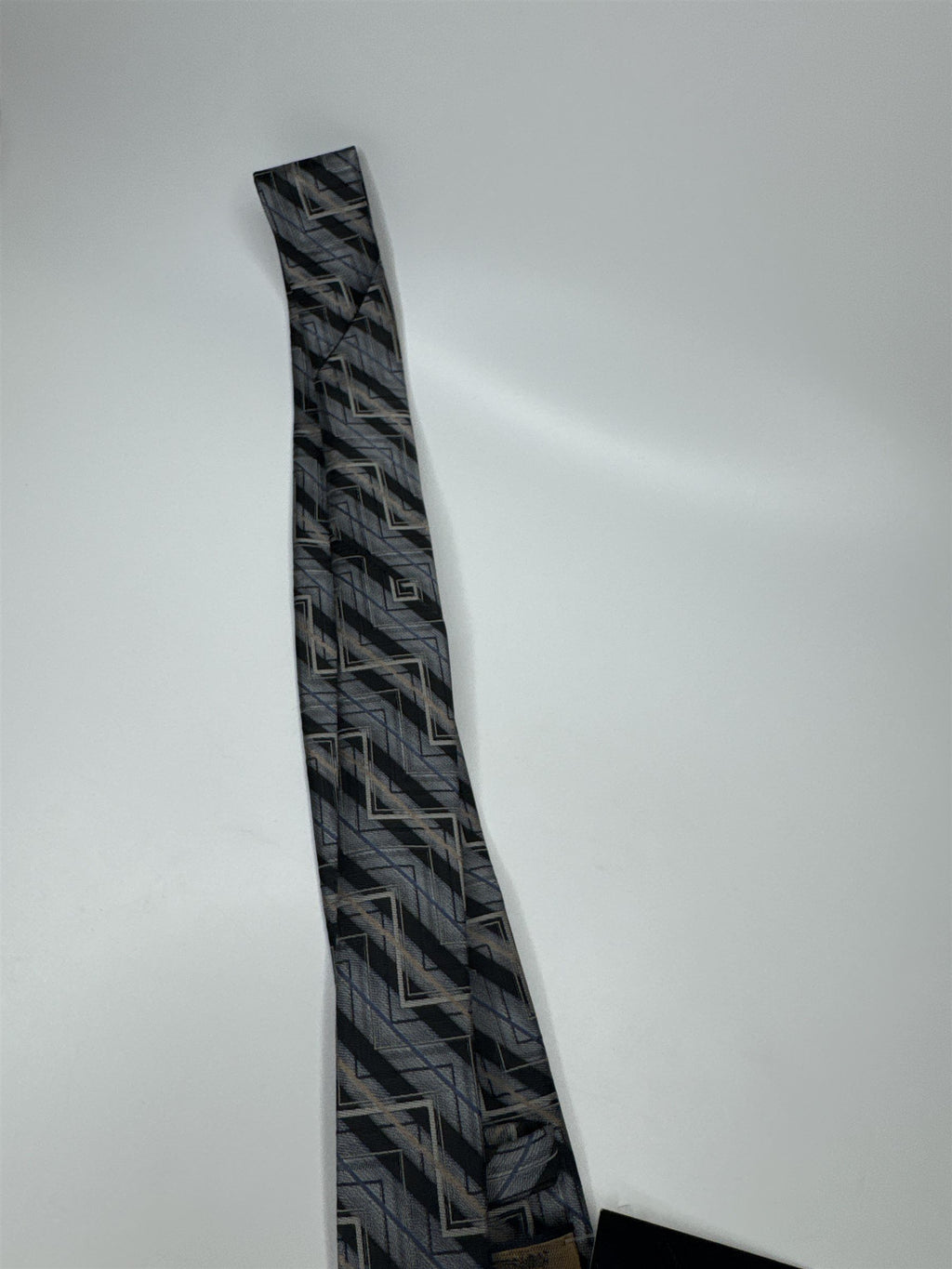 Mens F/X Fusion Stain Resistant 100% Polyester Gray/Tan/Blue Skinny Neck Tie