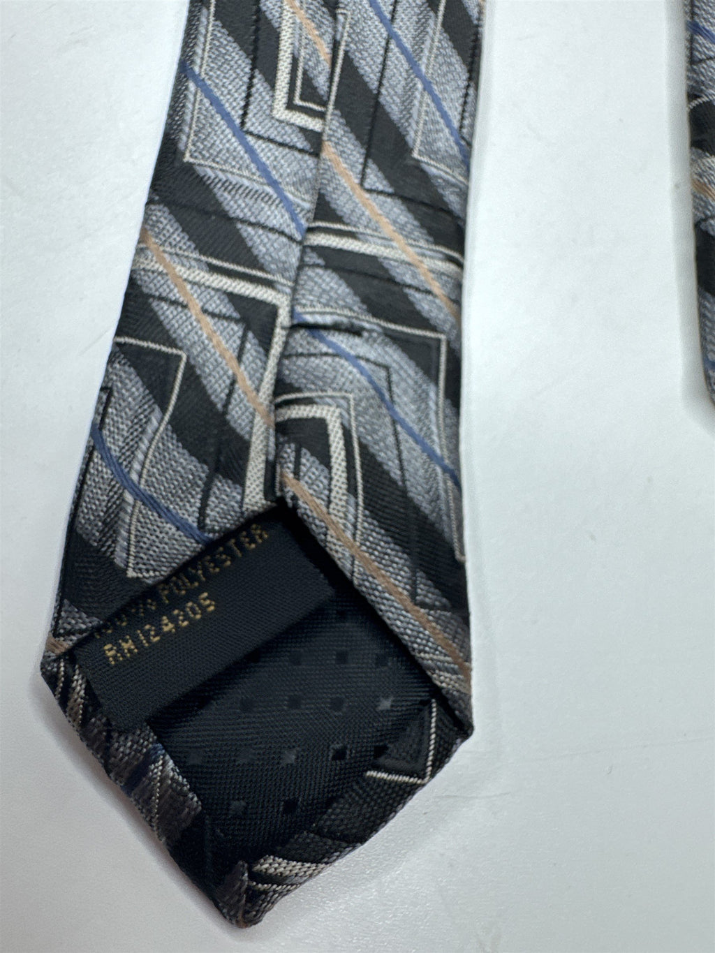 Mens F/X Fusion Stain Resistant 100% Polyester Gray/Tan/Blue Skinny Neck Tie
