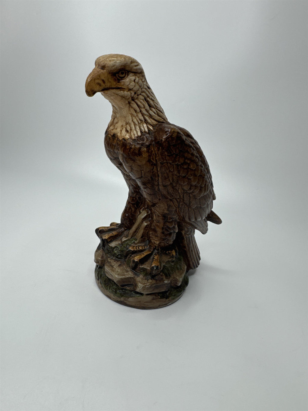 Vintage 7" Tall Ceramic American Bald Eagle In Rocky Environment Statue Figurine