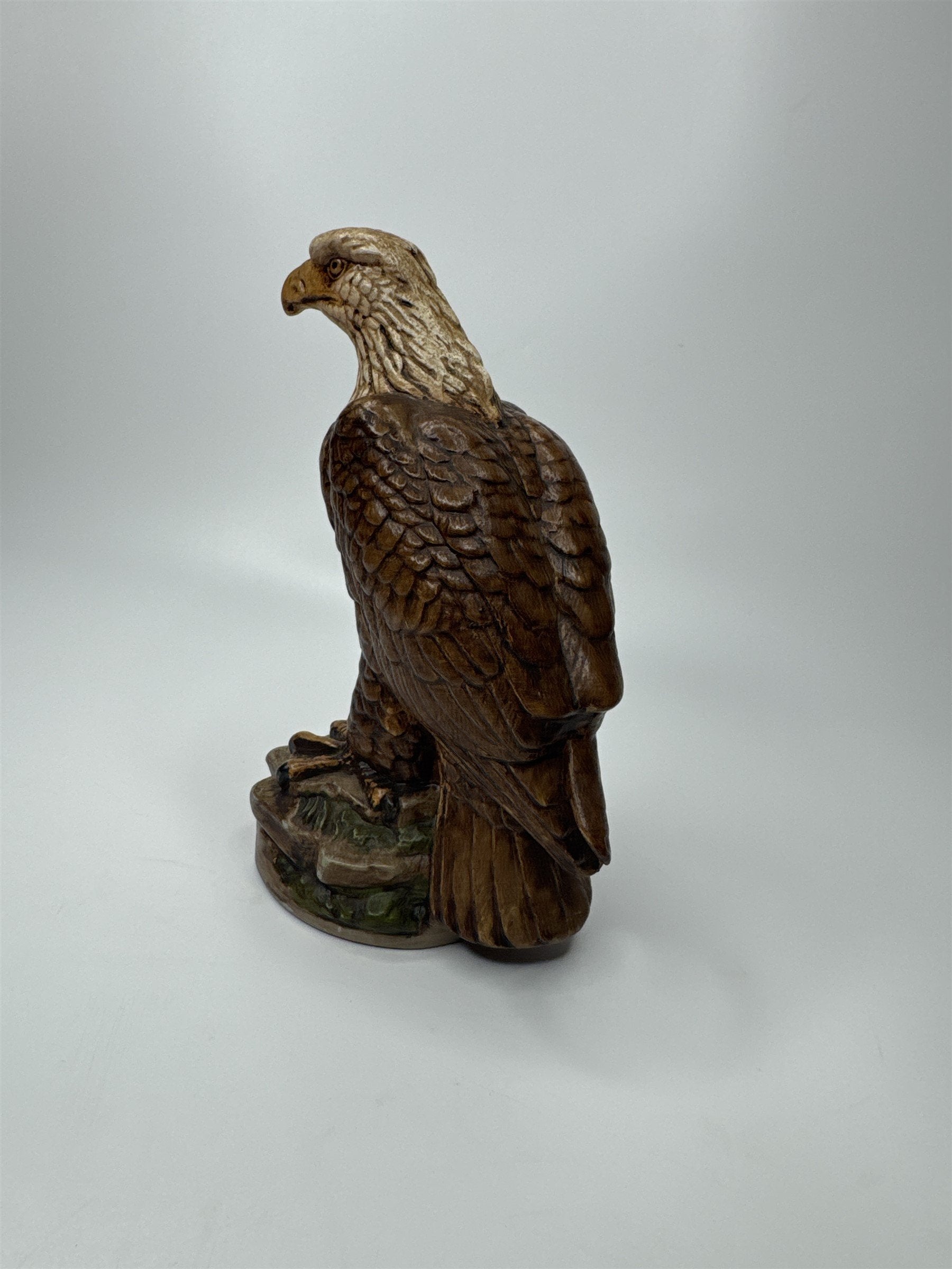 Vintage 7" Tall Ceramic American Bald Eagle In Rocky Environment Statue Figurine