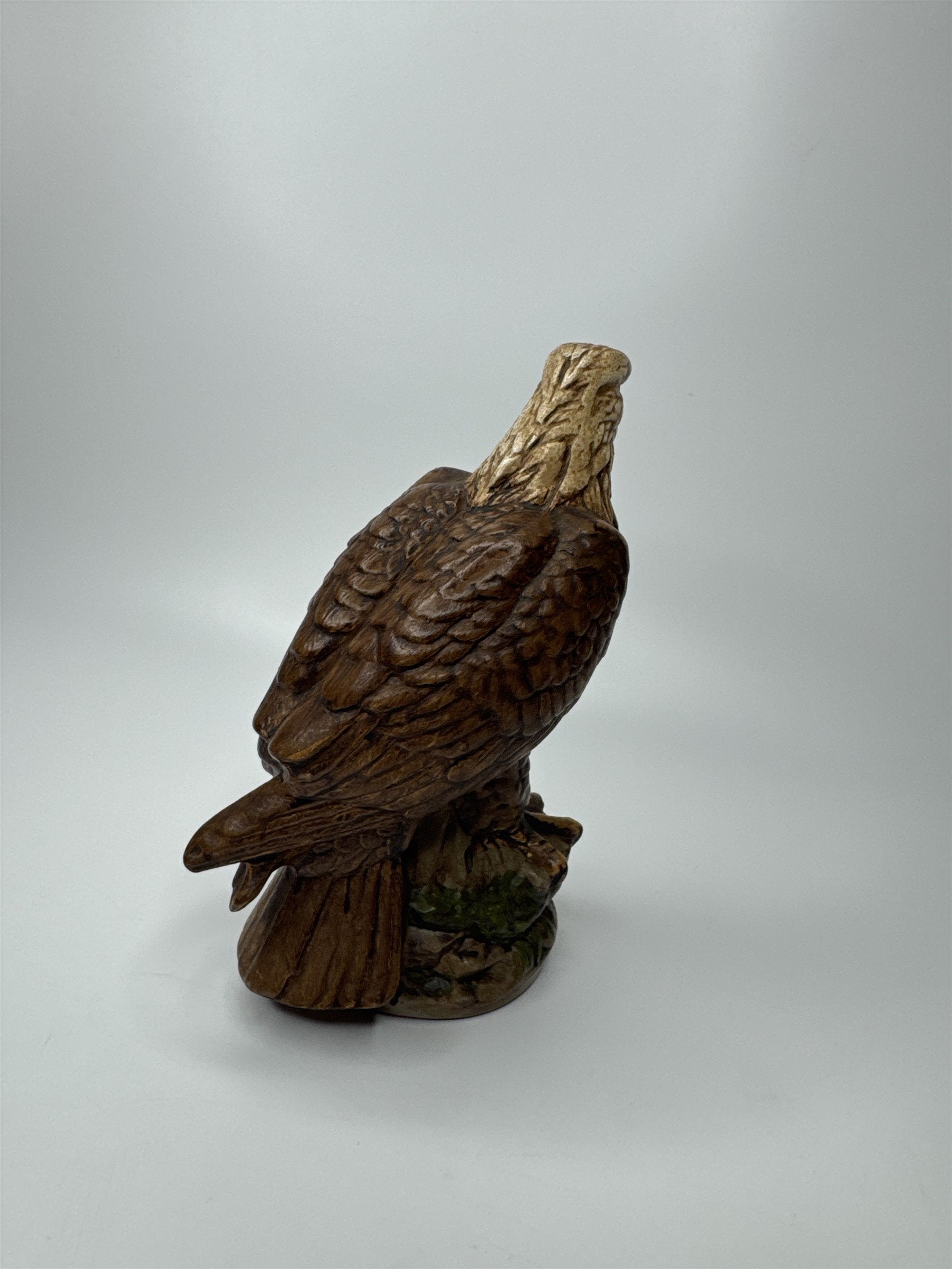 Vintage 7" Tall Ceramic American Bald Eagle In Rocky Environment Statue Figurine