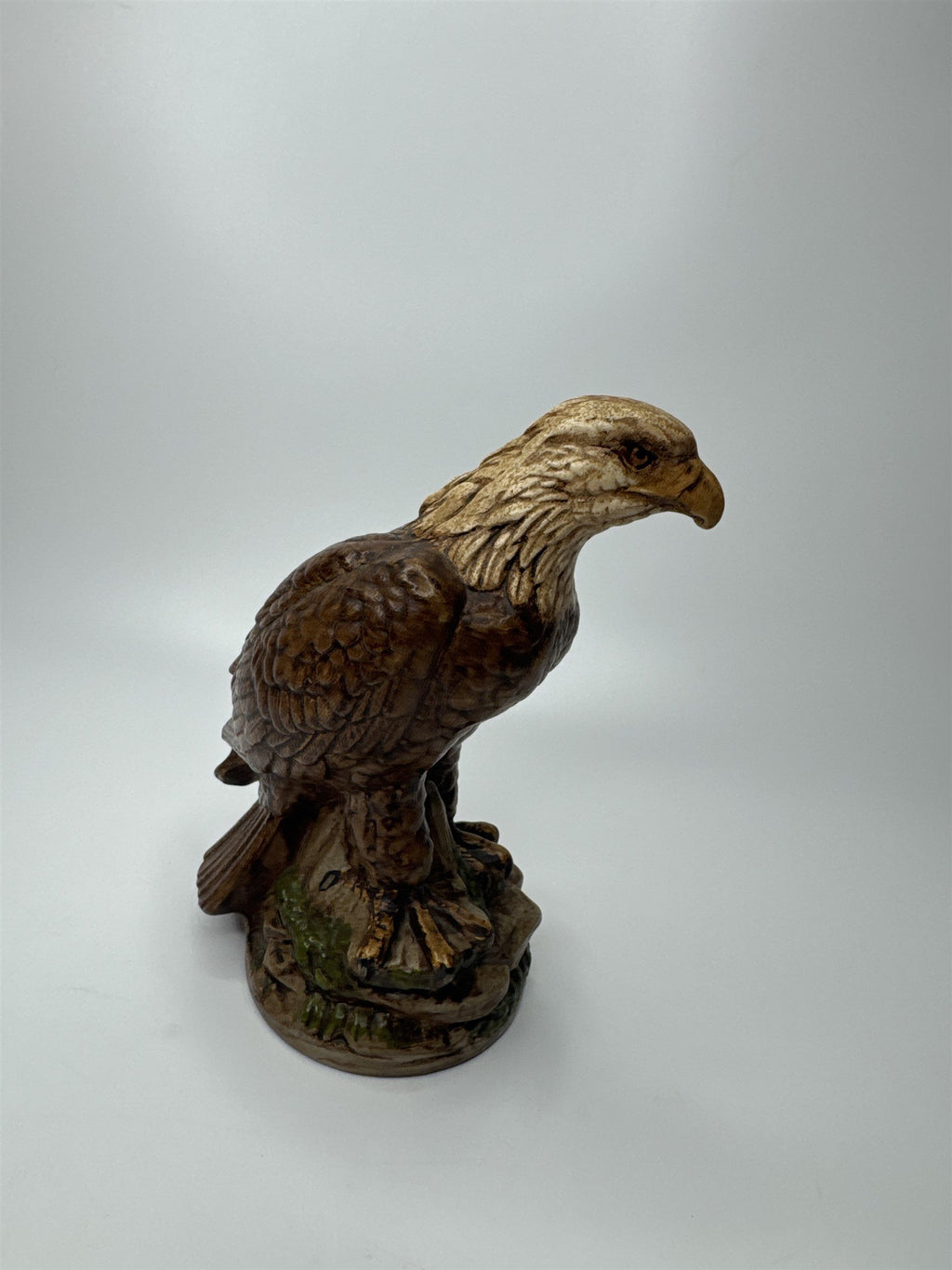 Vintage 7" Tall Ceramic American Bald Eagle In Rocky Environment Statue Figurine