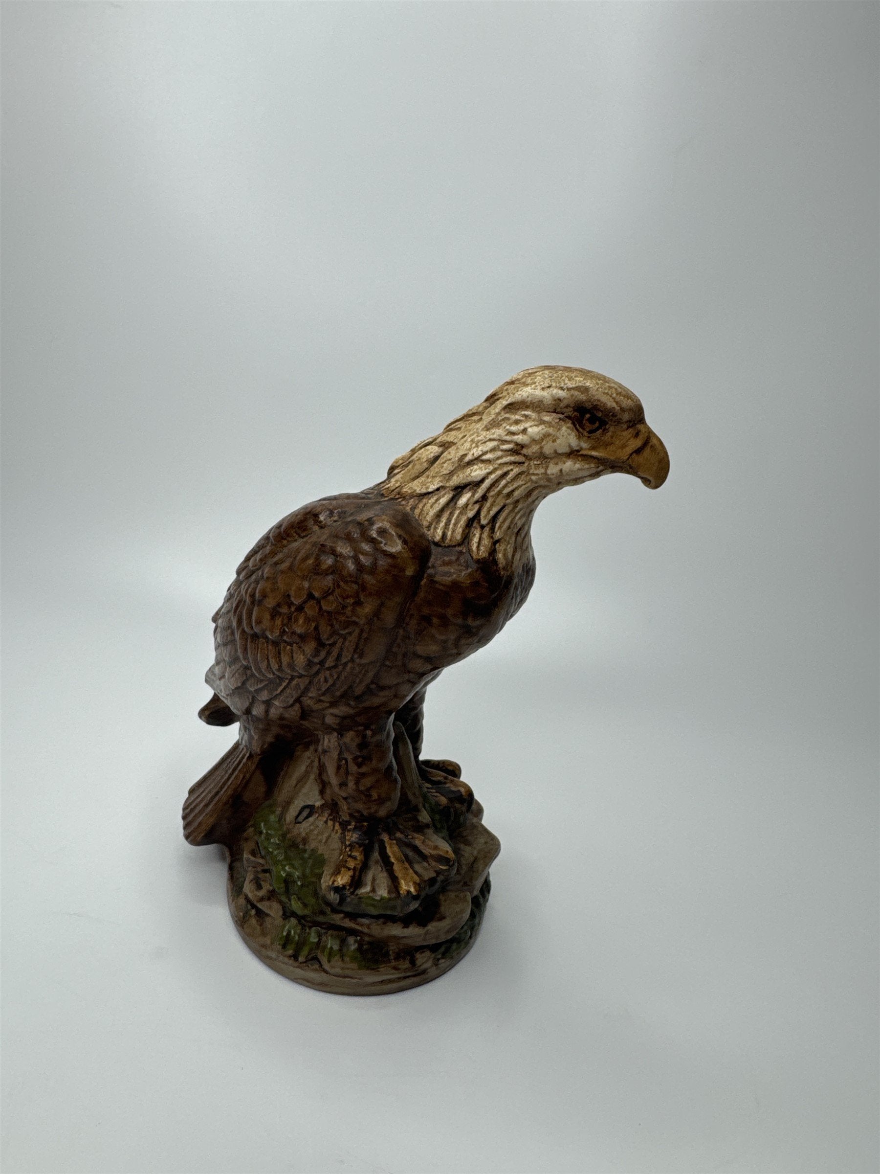 Vintage 7" Tall Ceramic American Bald Eagle In Rocky Environment Statue Figurine