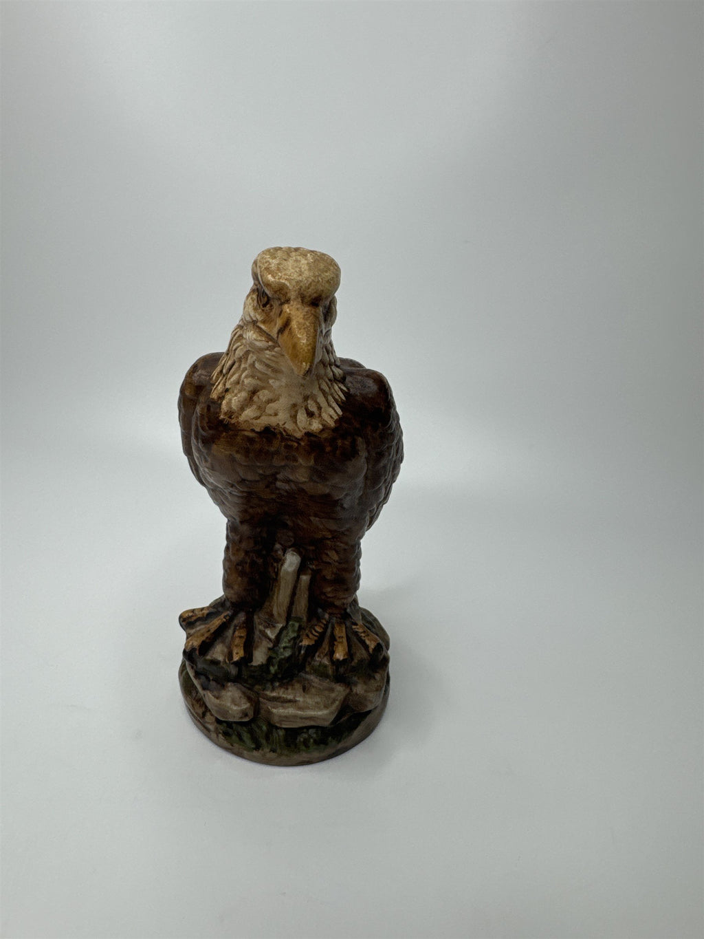Vintage 7" Tall Ceramic American Bald Eagle In Rocky Environment Statue Figurine