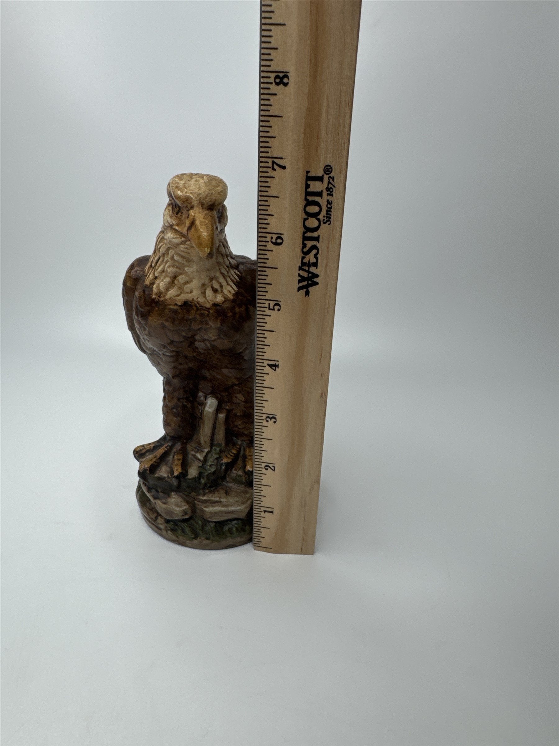 Vintage 7" Tall Ceramic American Bald Eagle In Rocky Environment Statue Figurine