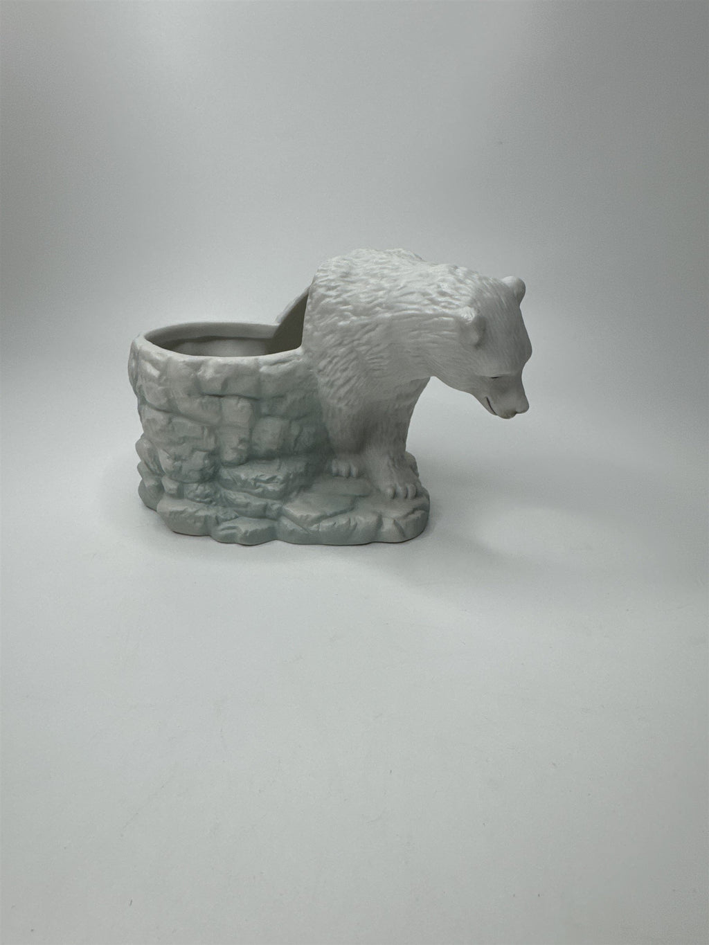 Vintage New Holland Floral Polar Bear Flower Planter Ceramic Figurine Planter