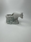 Vintage New Holland Floral Polar Bear Flower Planter Ceramic Figurine Planter