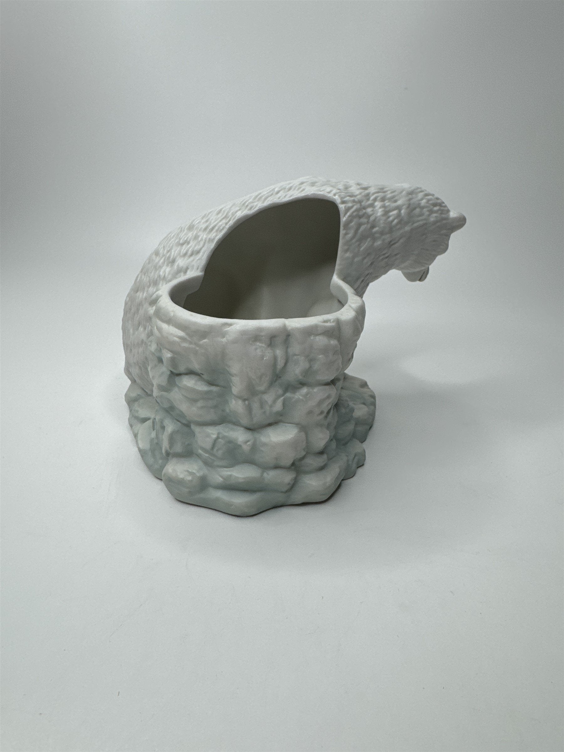 Vintage New Holland Floral Polar Bear Flower Planter Ceramic Figurine Planter